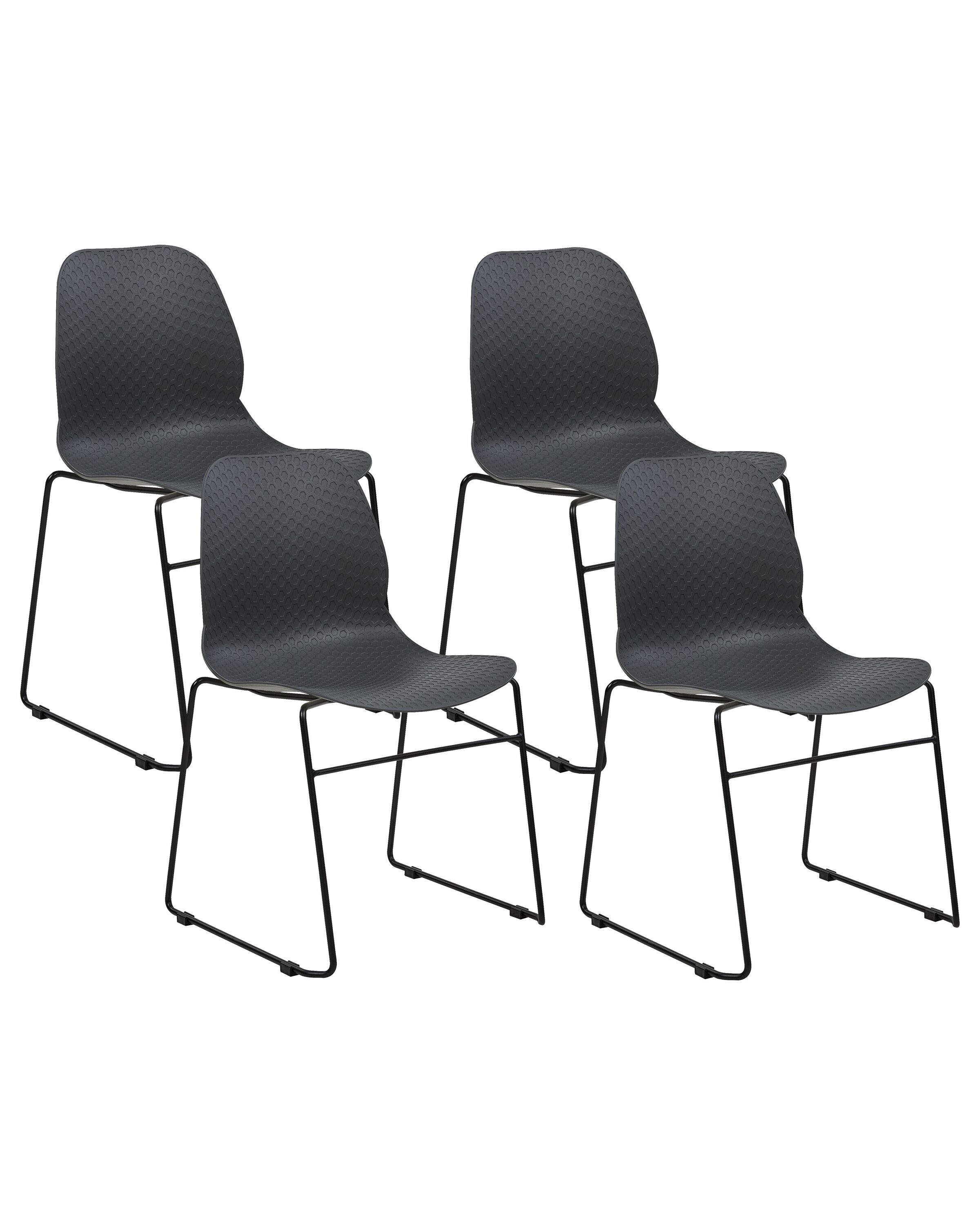 Set of 4 Dining Chairs Dark Grey PANORA - Gemini Interiors