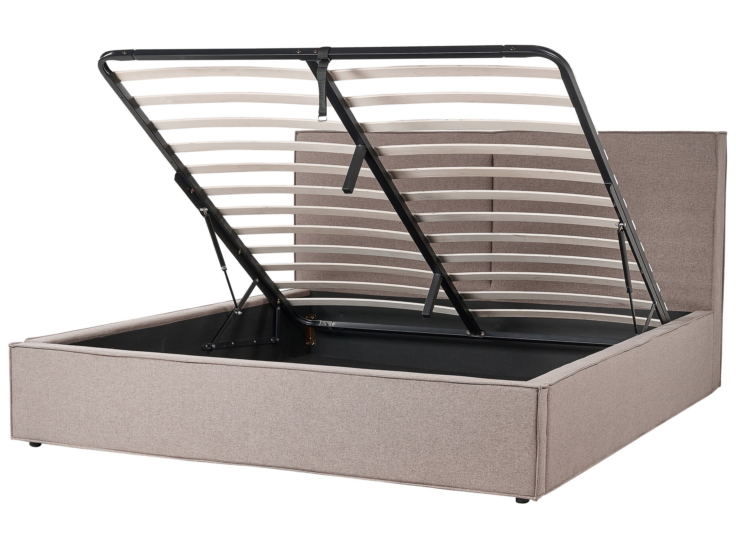 Fabric EU Super King Size Ottoman Bed Taupe MOISSAC - Gemini Interiors