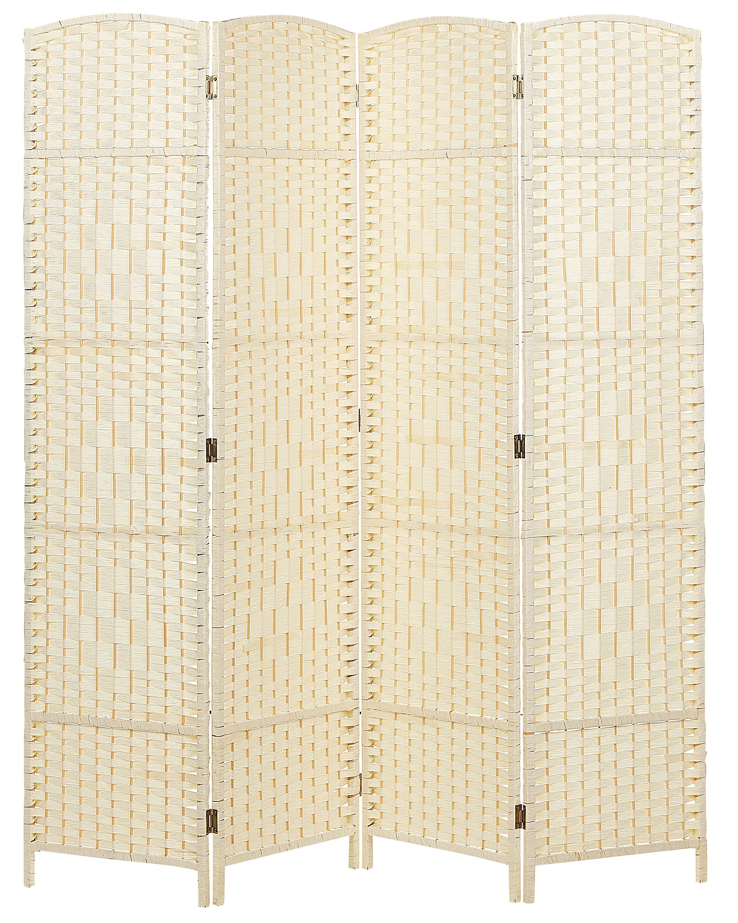 Folding 4 Panel Room Divider 178 x 163 cm Beige LAPPAGO - Gemini Interiors