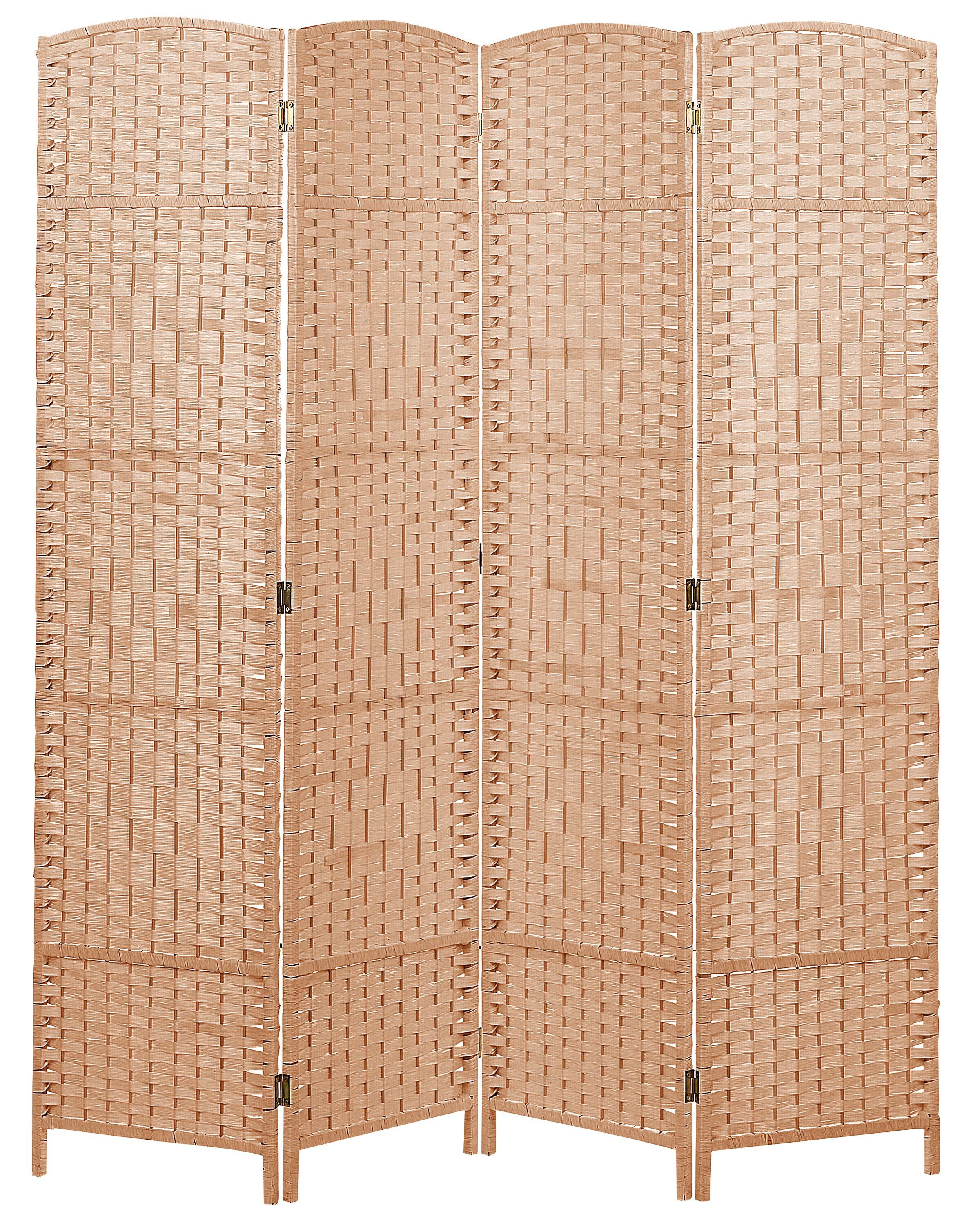 Folding 4 Panel Room Divider 178 x 163 cm Natural LAPPAGO - Gemini Interiors