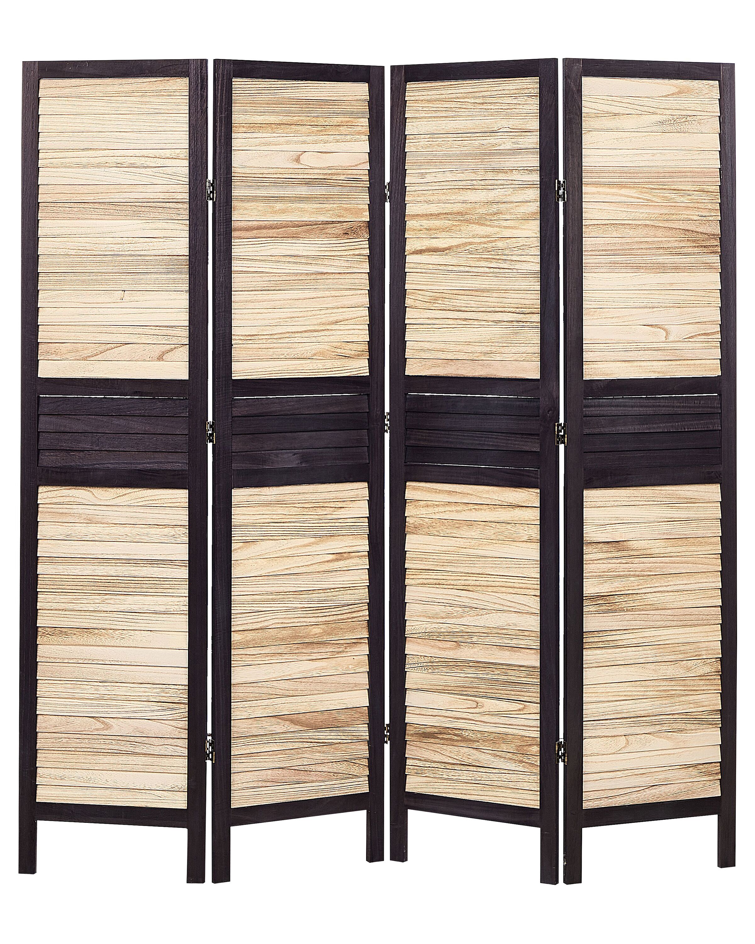 Wooden Folding 4 Panel Room Divider 170 x 164 cm Light Wood BRENNERBAD - Gemini Interiors