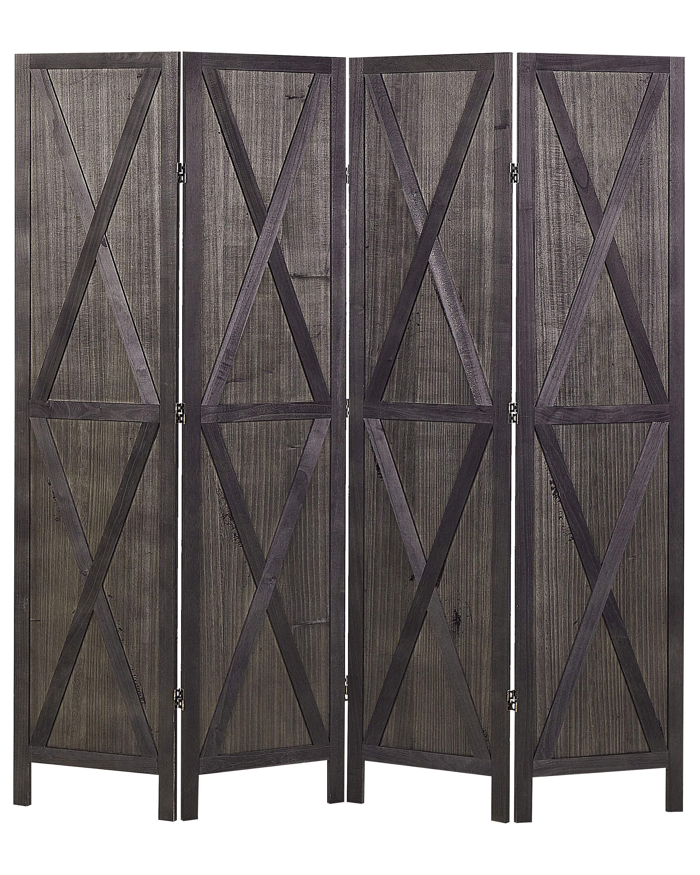 Wooden Folding 4 Panel Room Divider 170 x 163 cm Dark Brown RIDANNA - Gemini Interiors
