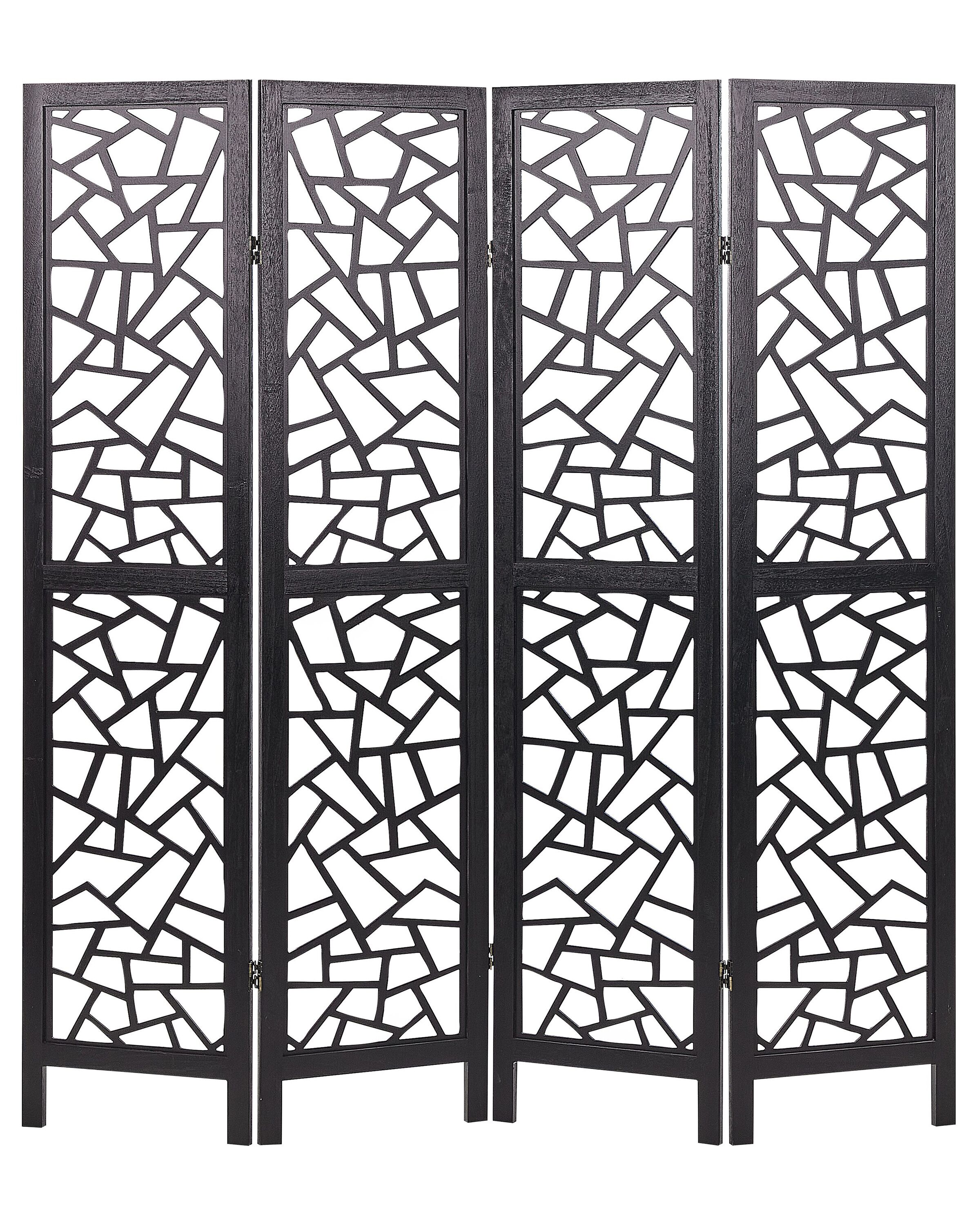 Wooden Folding 4 Panel Room Divider 170 x 163 cm Black PIANLARGO - Gemini Interiors