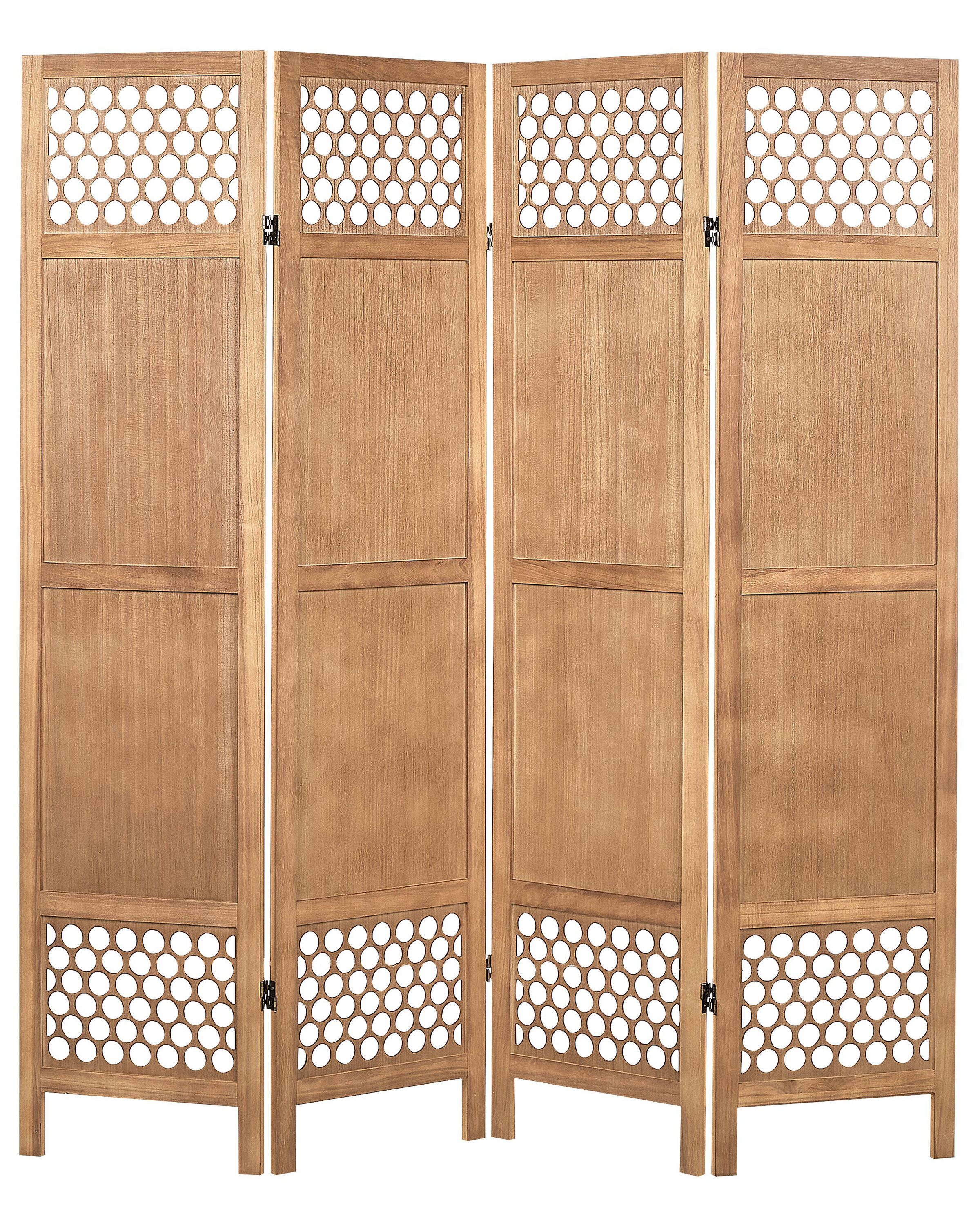 Wooden Folding 4 Panel Room Divider 170 x 163 cm Light Wood CERTOSA - Gemini Interiors