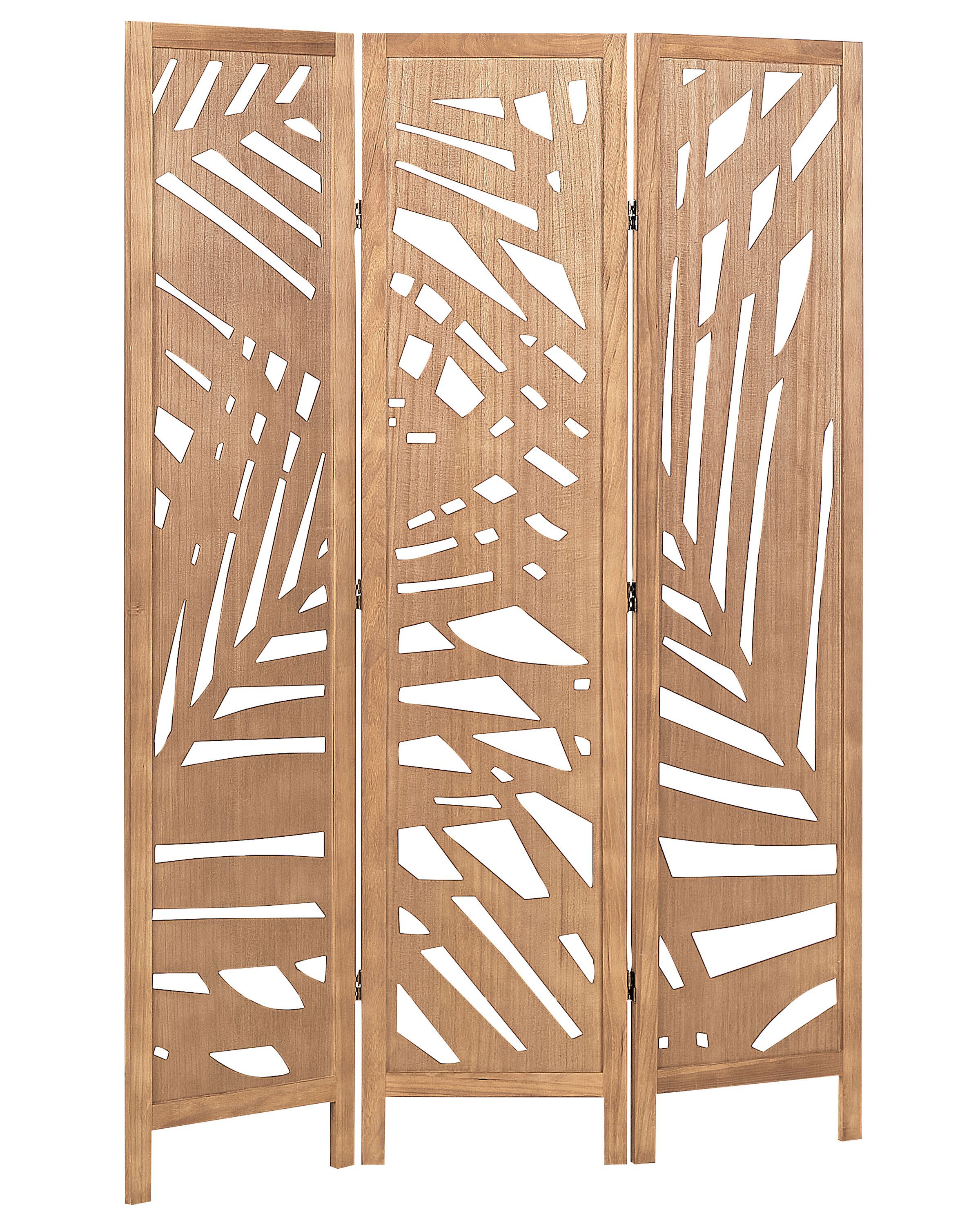 Wooden Folding 3 Panel Room Divider 170 x 122 cm Light Wood VERNAGO - Gemini Interiors
