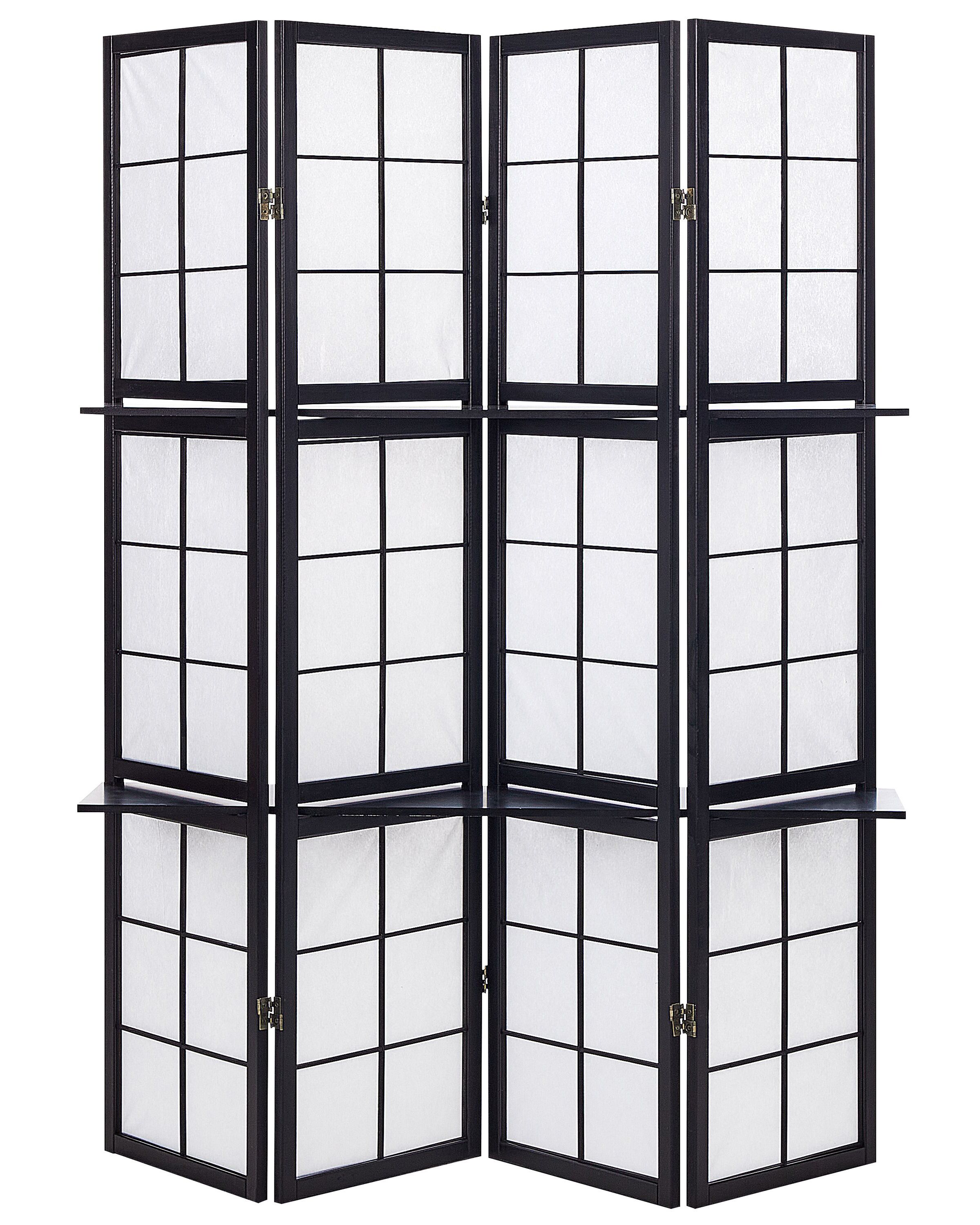 Wooden Folding 4 Panel Room Divider 170 x 120 cm Black GOMAGOI - Gemini Interiors