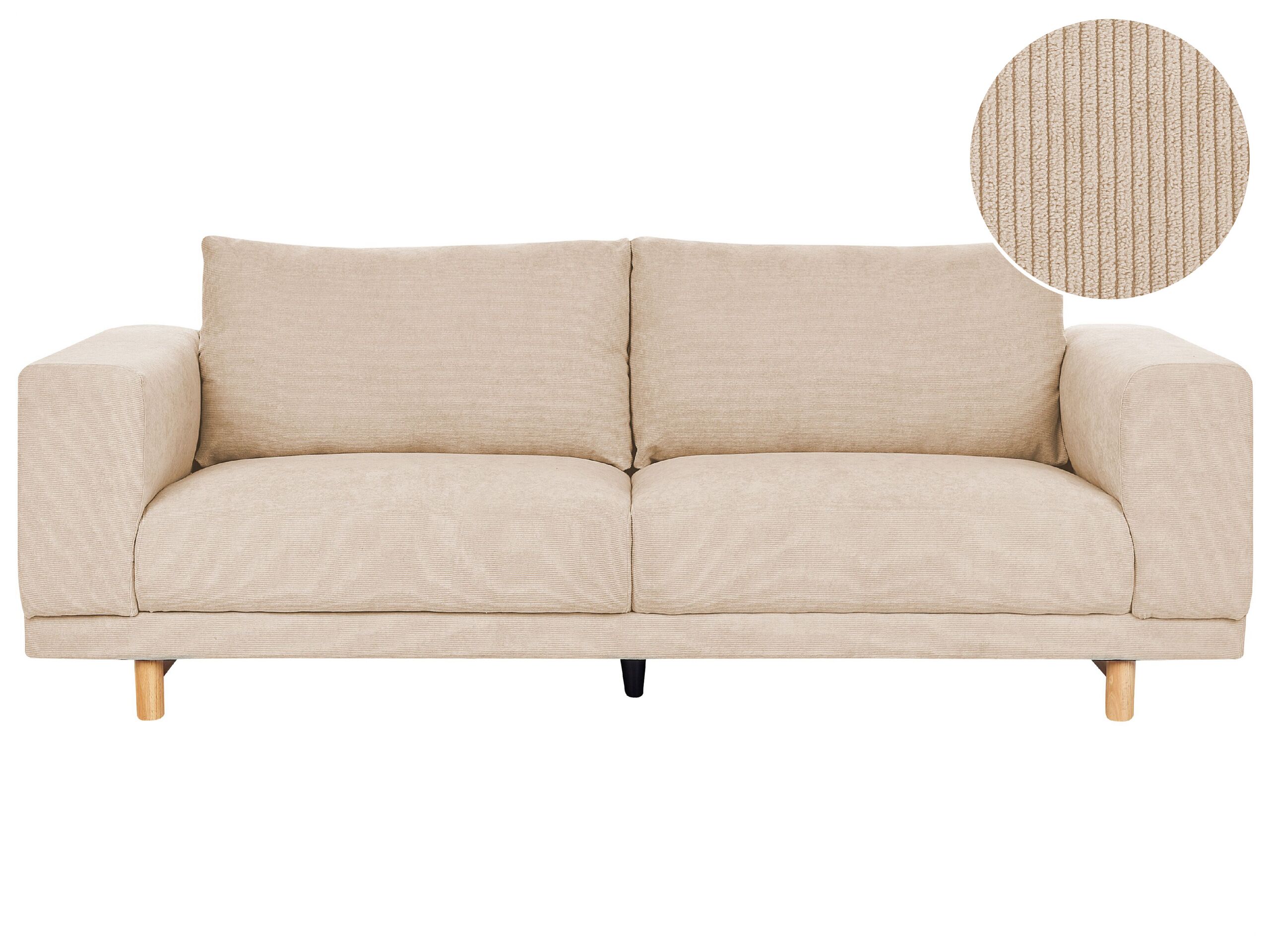 3 Seater Jumbo Cord Sofa Beige NIVALA - Gemini Interiors