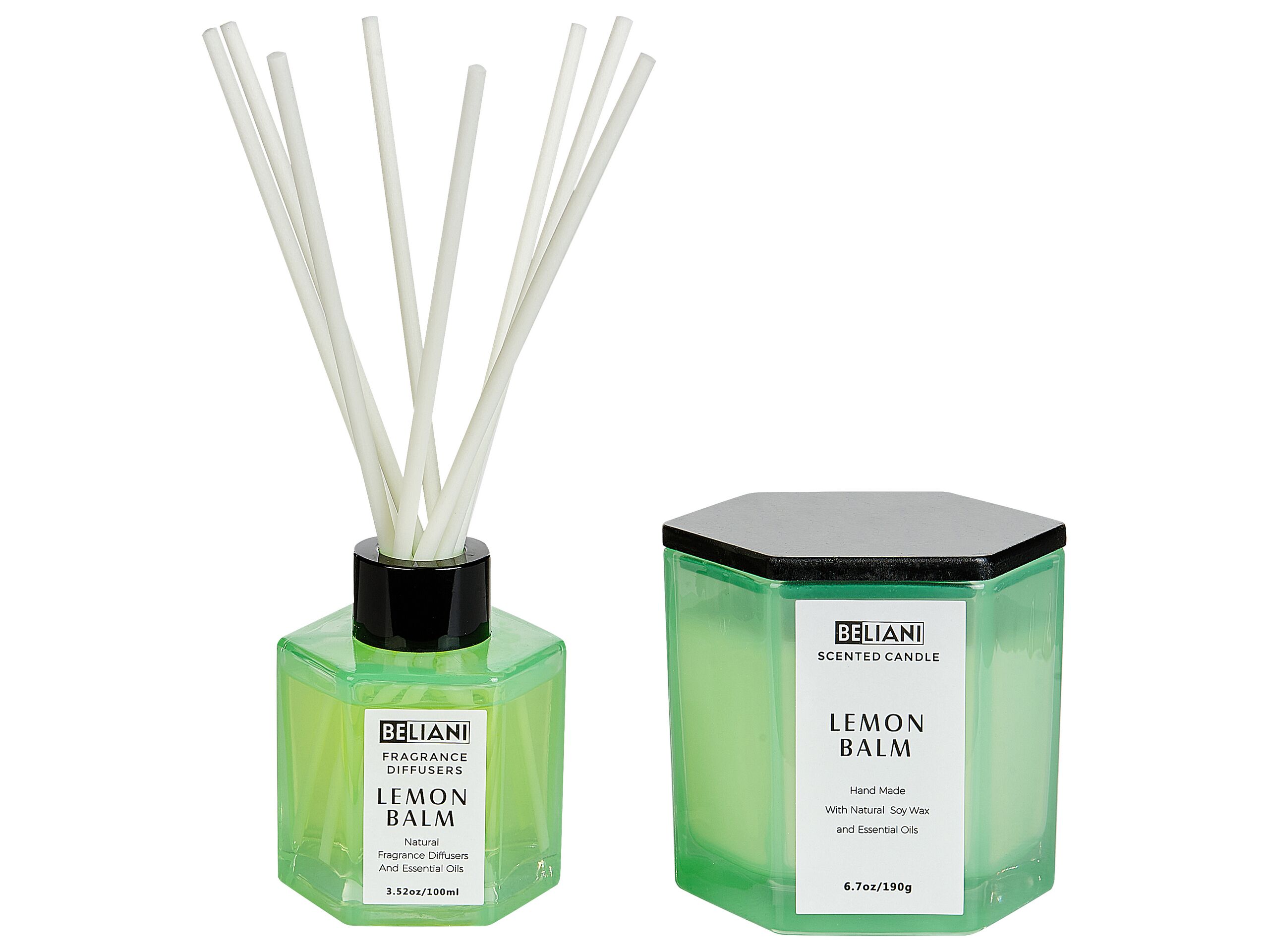 Soy Wax Candle and Reed Diffuser Scented Set Lemon Balm - Gemini Interiors