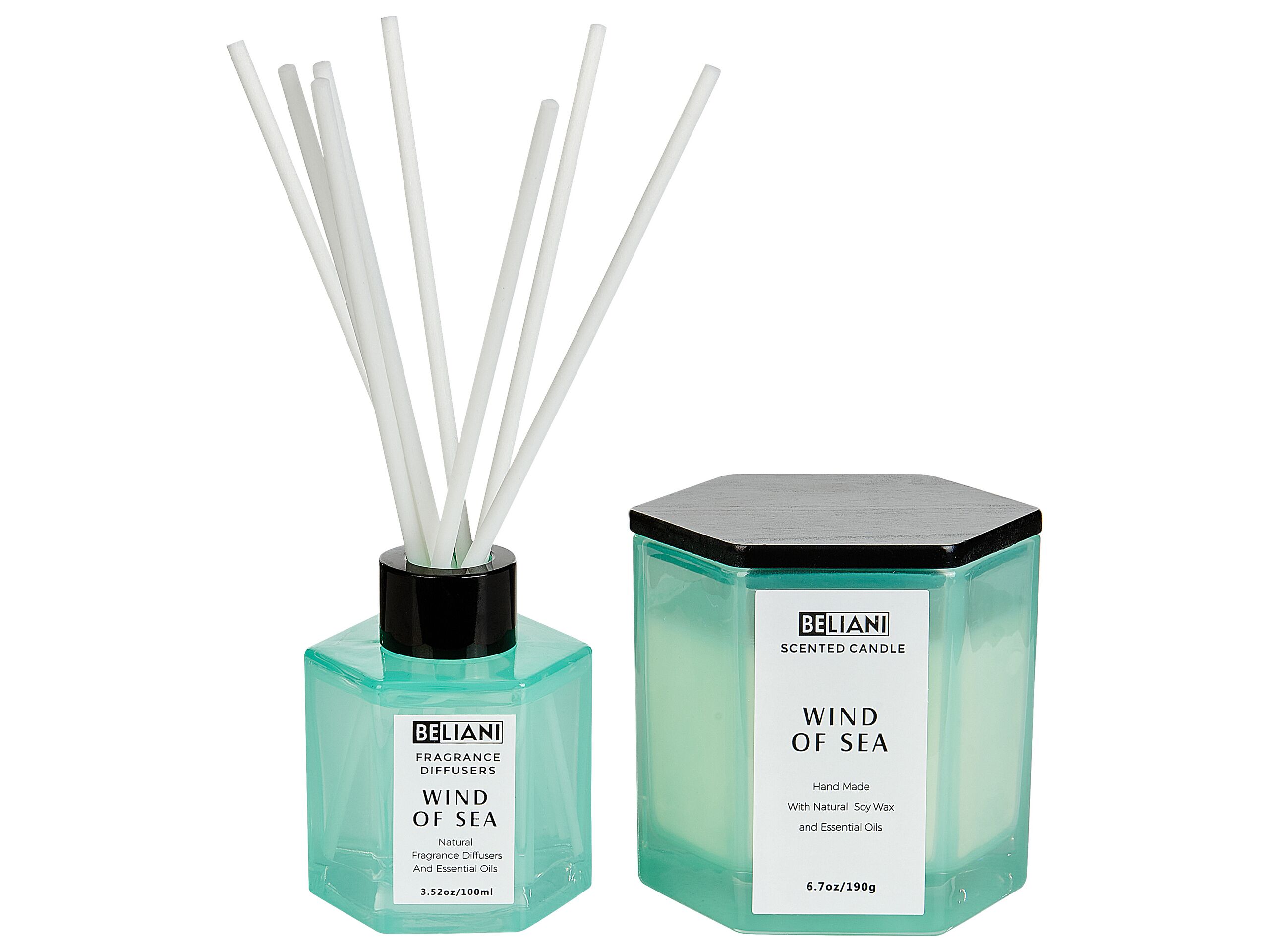 Soy Wax Candle and Reed Diffuser Scented Set Wind of Sea - Gemini Interiors