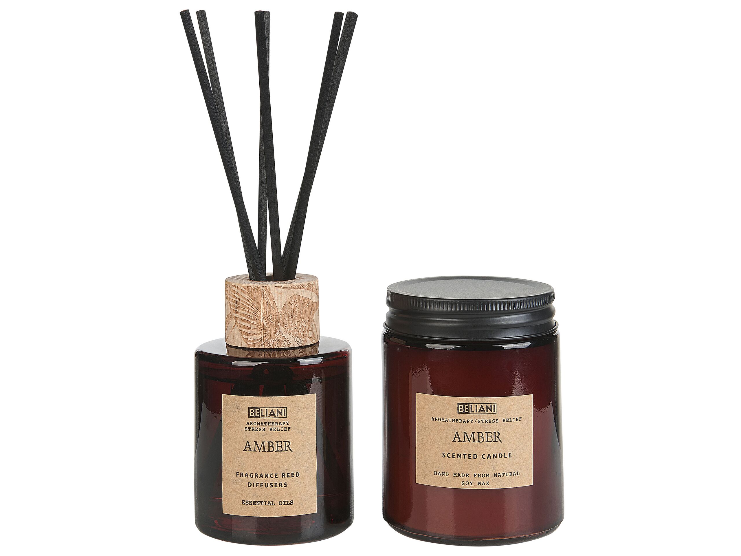 Soy Wax Candle and Reed Diffuser Scented Set Amber - Gemini Interiors
