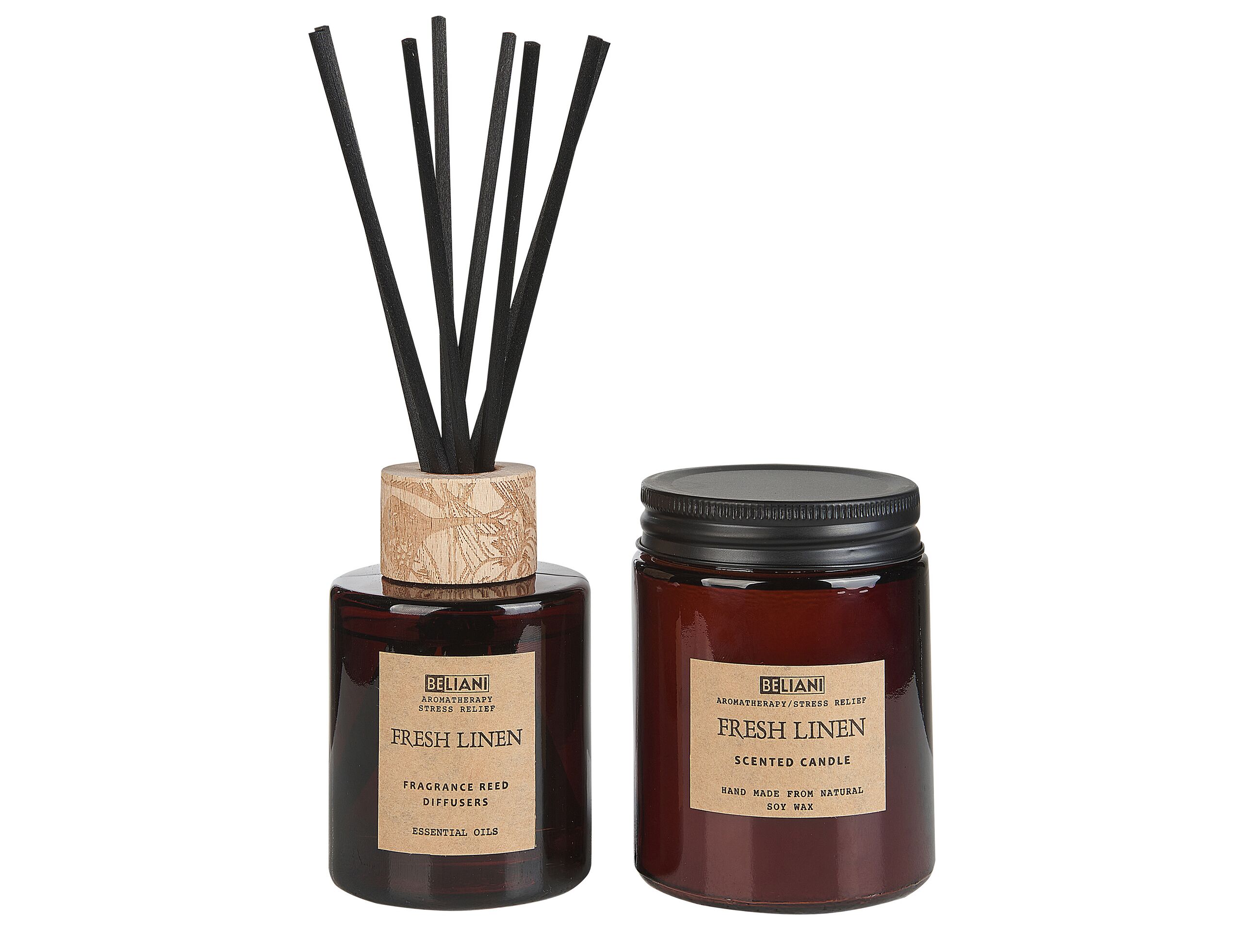 Soy Wax Candle and Reed Diffuser Scented Set Fresh Linen - Gemini Interiors