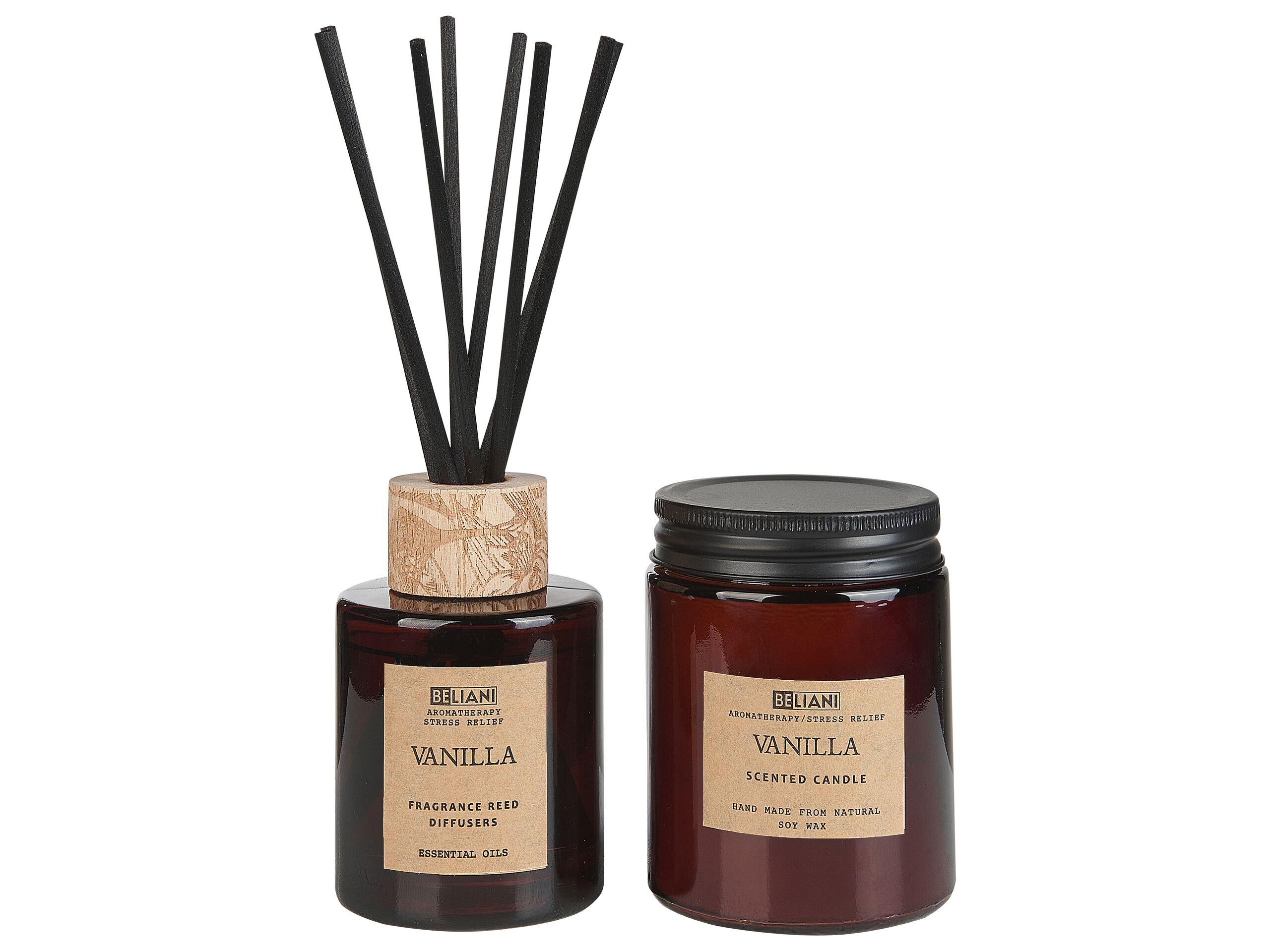 Soy Wax Candle and Reed Diffuser Scented Set Vanilla - Gemini Interiors