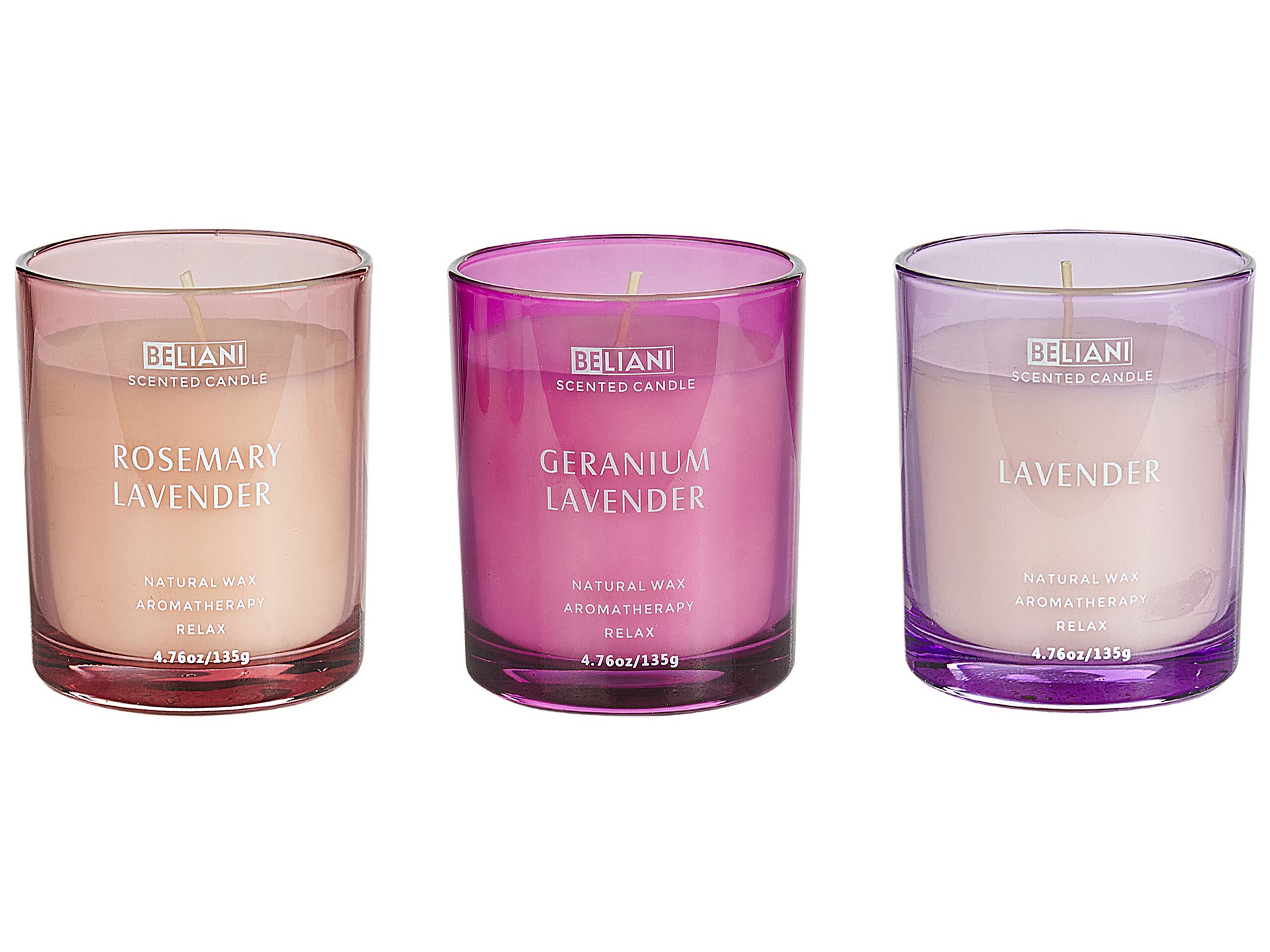 3 Soy Wax Scented Candles Lavender / Rosemary Lavender / Geranium Lavender - Gemini Interiors