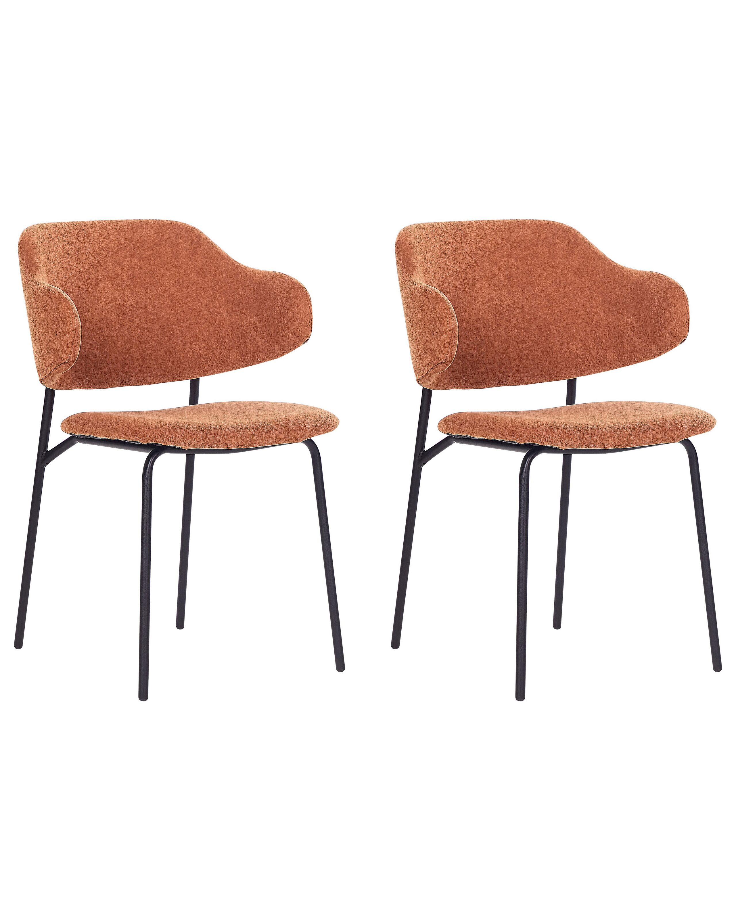 Set of 2 Fabric Dining Chairs Orange KENAI - Gemini Interiors
