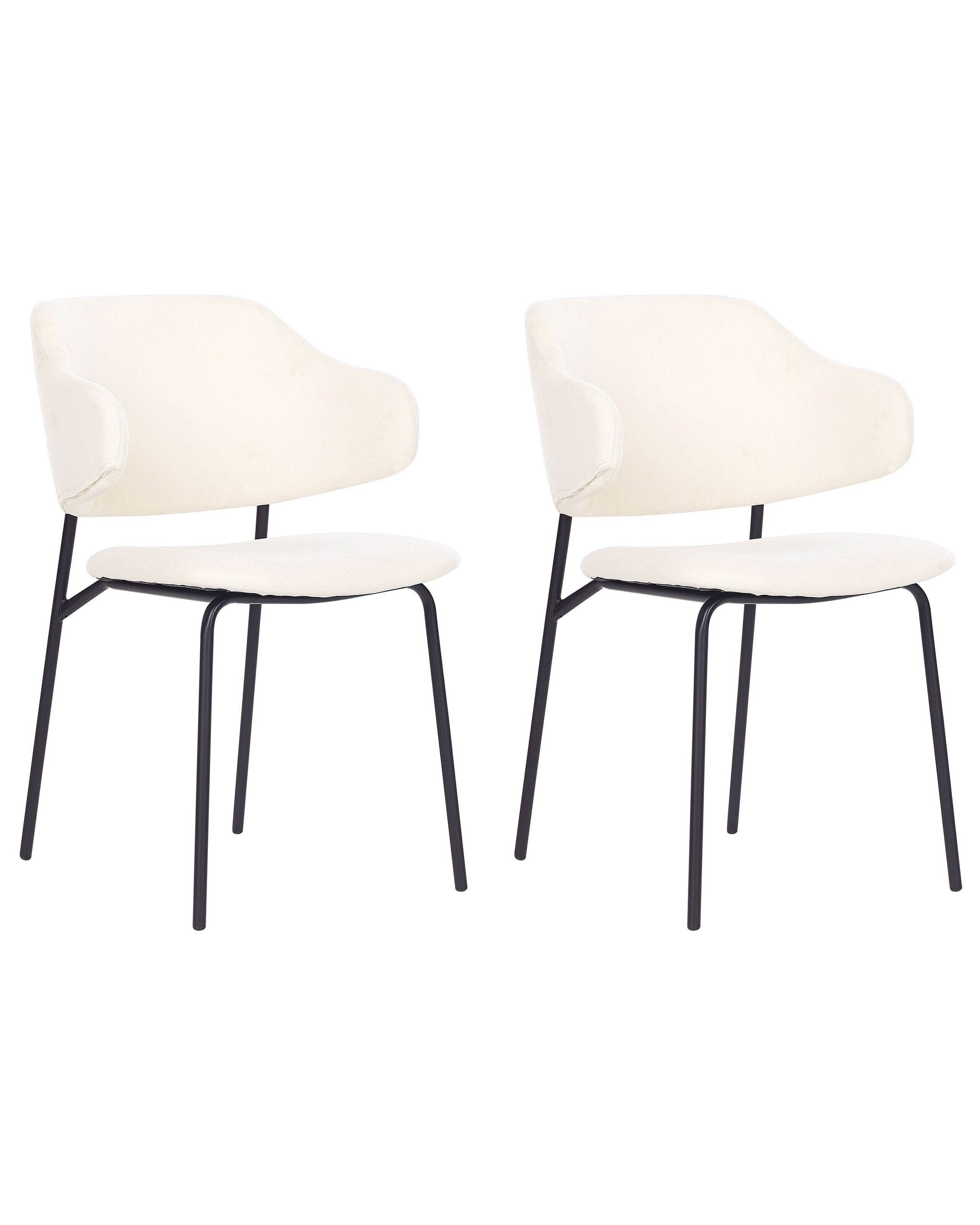 Set of 2 Fabric Dining Chairs Cream KENAI - Gemini Interiors