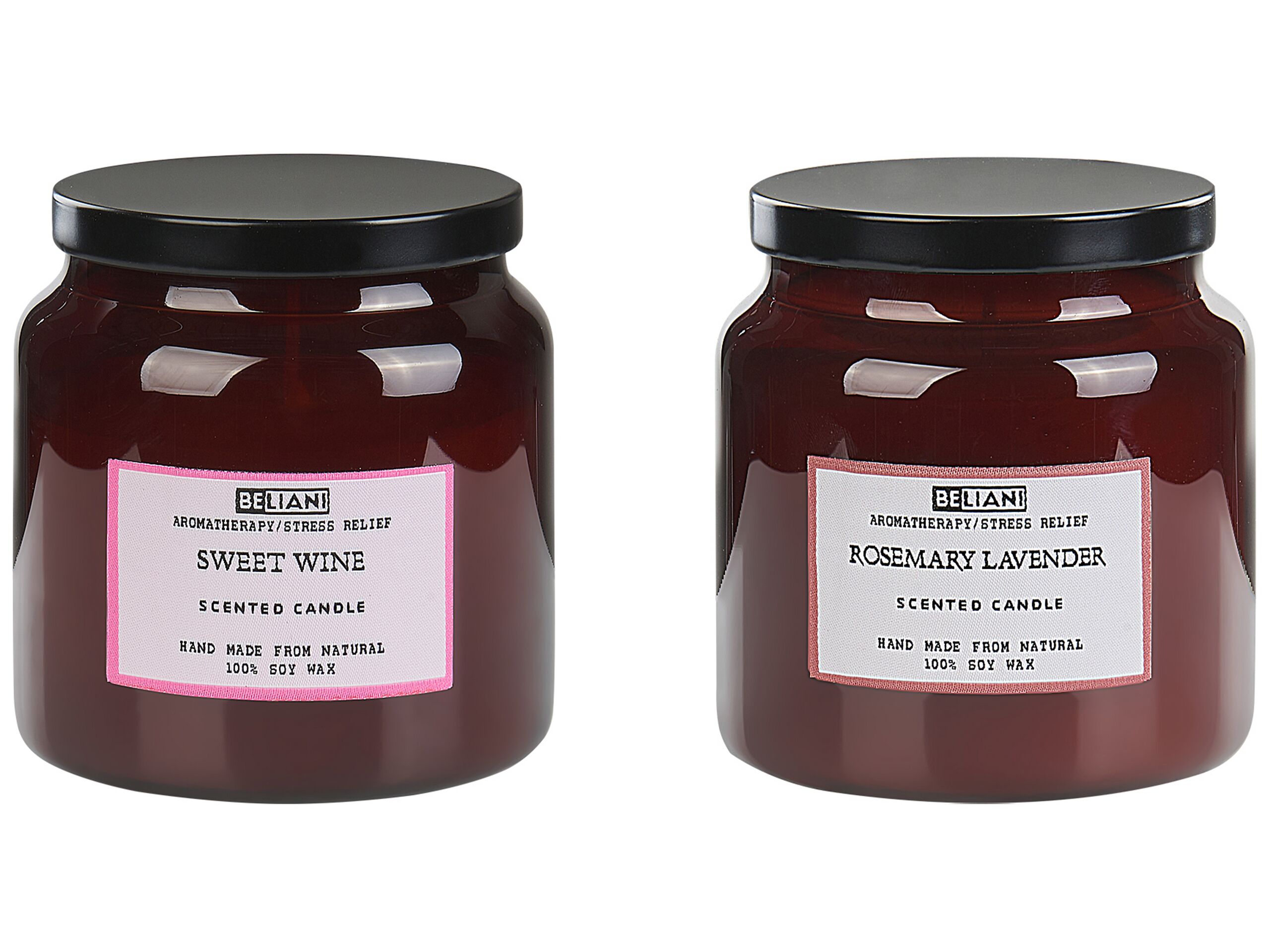 2 Soy Wax Scented Candles Sweet Wine / Rosemary Lavender - Gemini Interiors