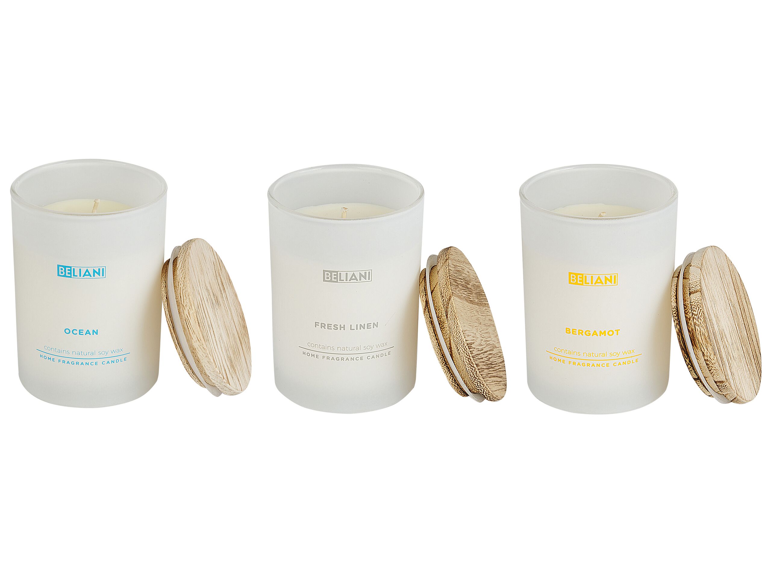 3 Soy Wax Scented Candles Ocean / Bergamot / Fresh Linen - Gemini Interiors
