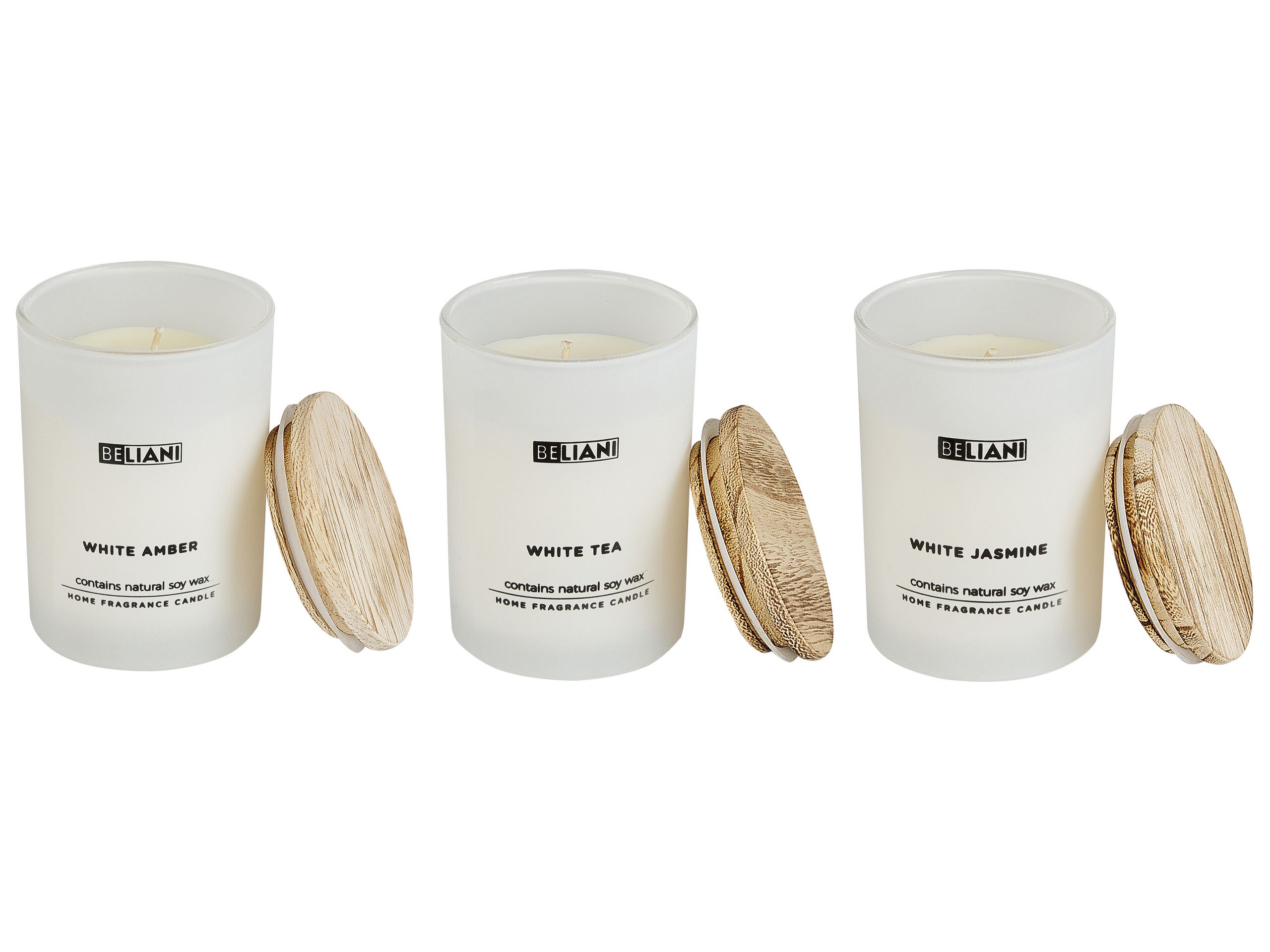 3 Soy Wax Scented Candles White Amber / White Tea / White Jasmine - Gemini Interiors