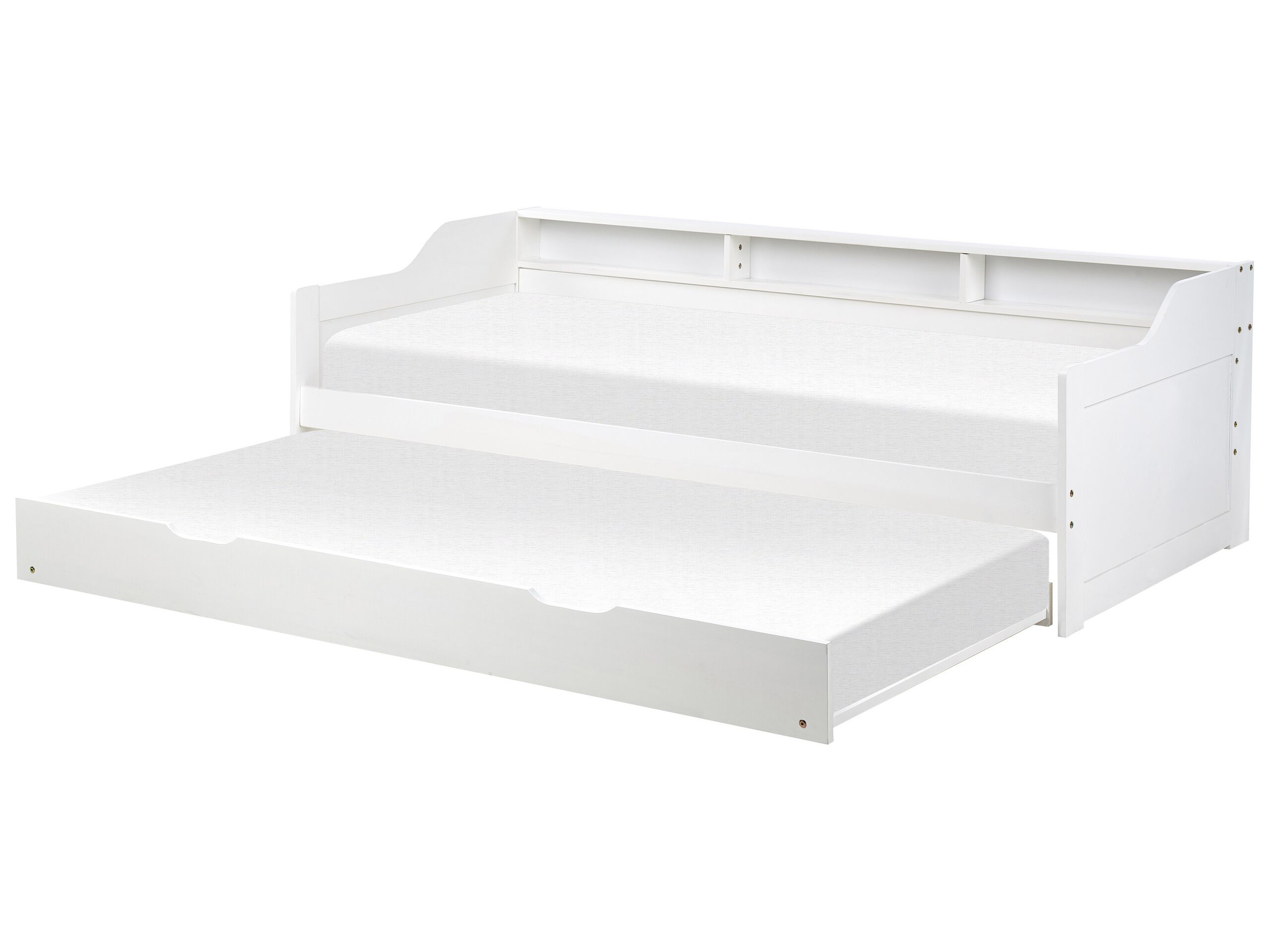 Wooden EU Single Trundle Bed White EDERN - Gemini Interiors