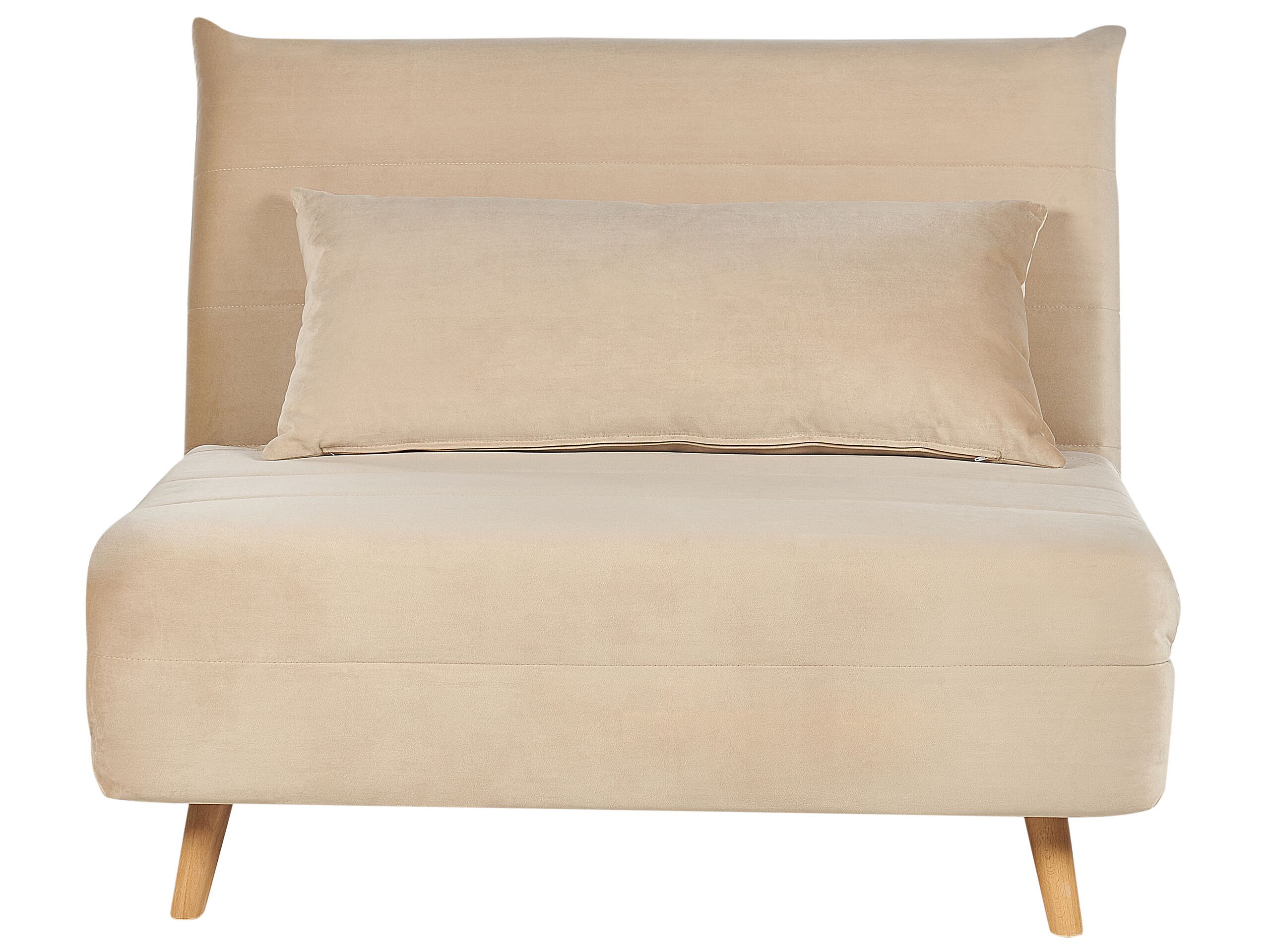 Velvet Single Sofa Bed Beige SETTEN - Gemini Interiors