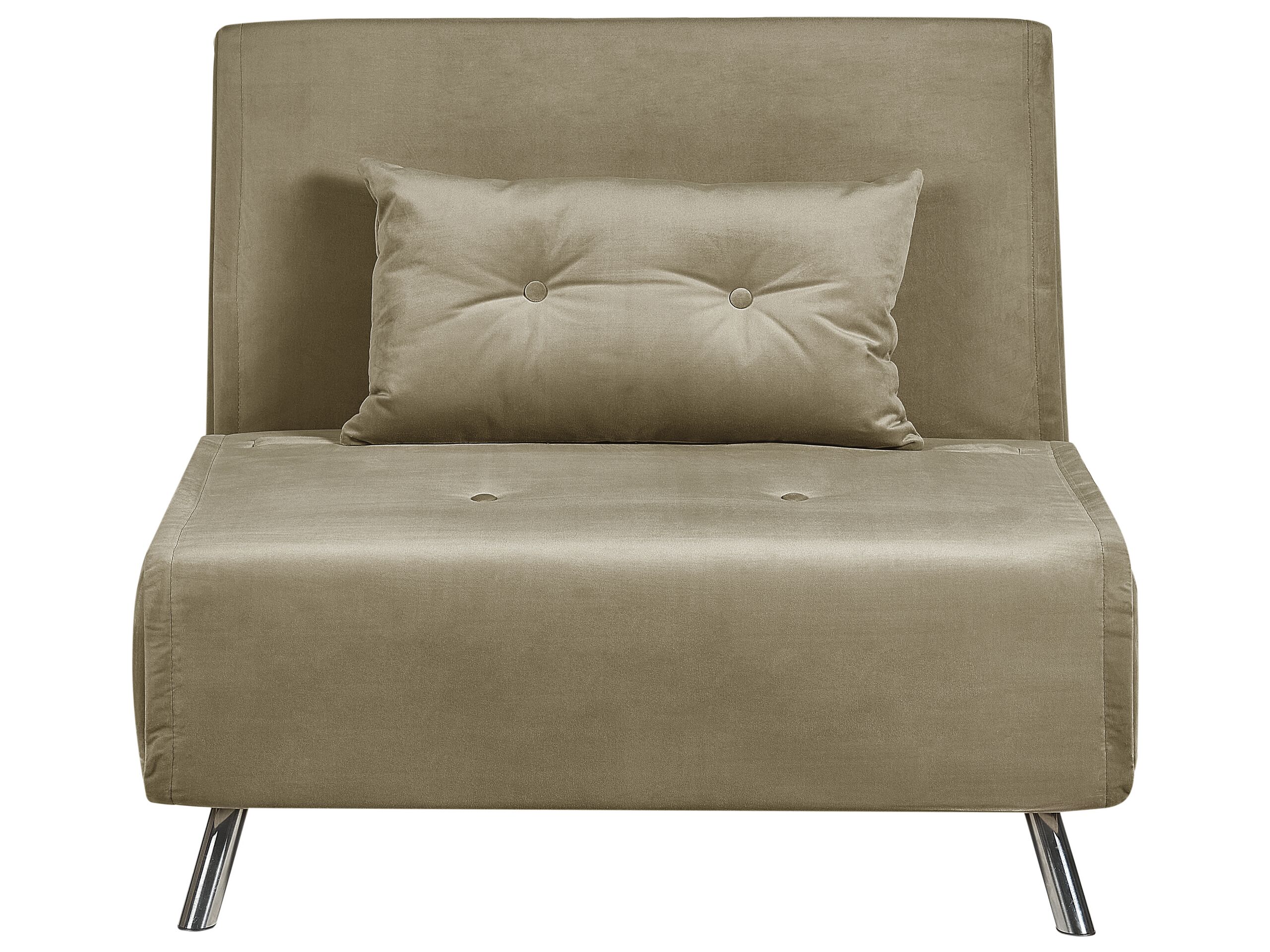 Velvet Single Sofa Bed Olive Green FARRIS - Gemini Interiors