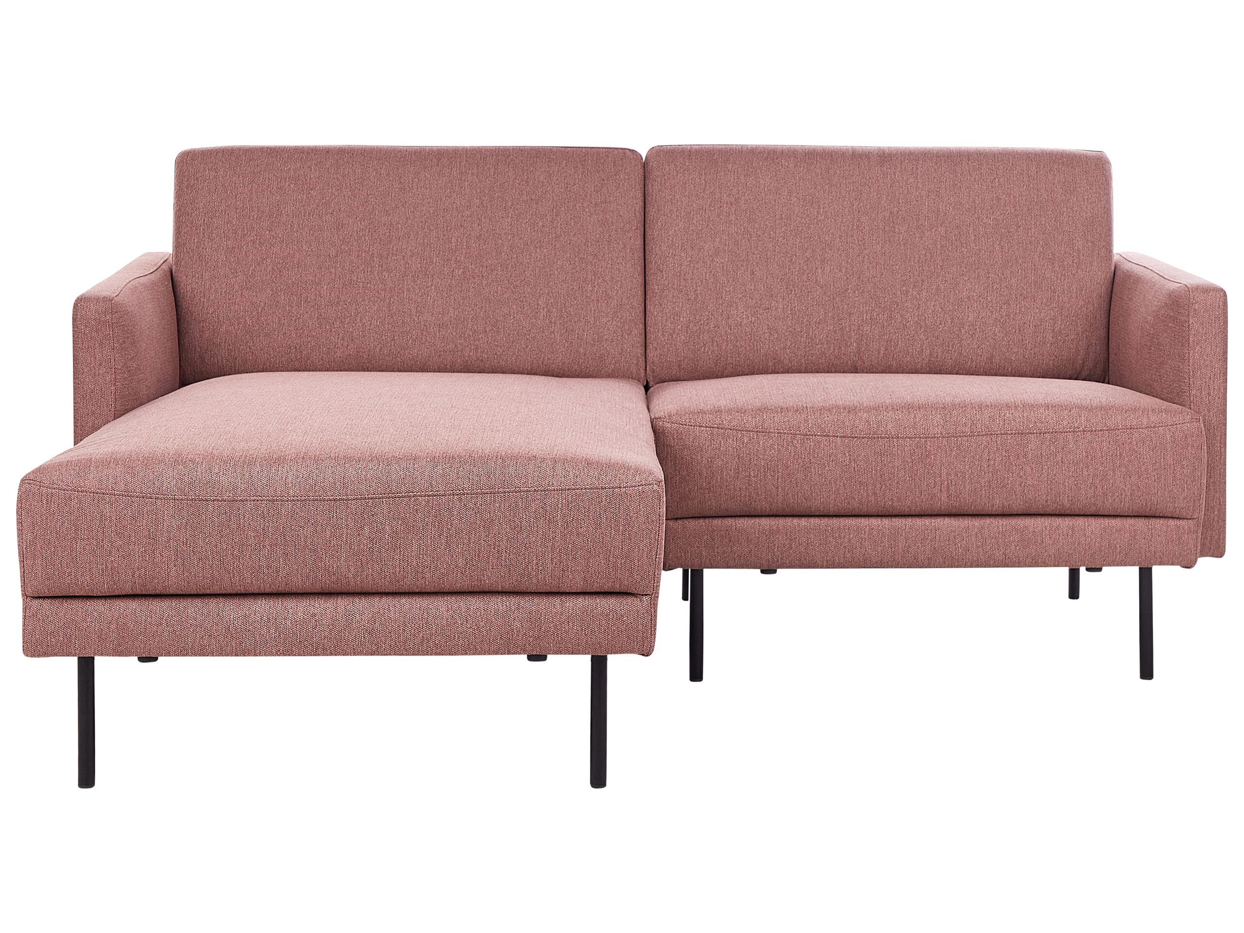Right Hand 2 Seater Fabric Corner Sofa Pink Brown BREDA - Gemini Interiors
