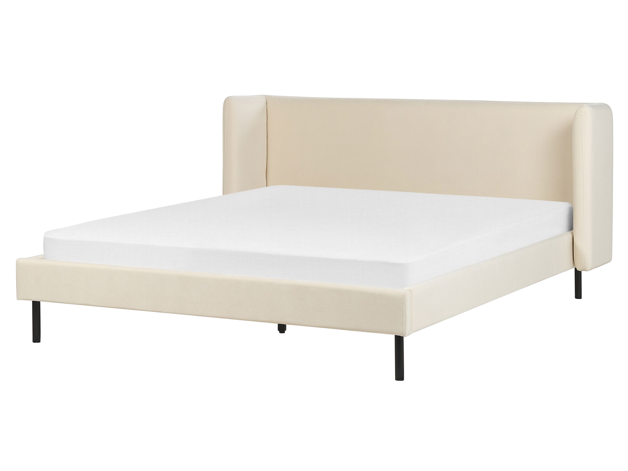 Velvet EU King Size Bed Beige ARETTE - Gemini Interiors