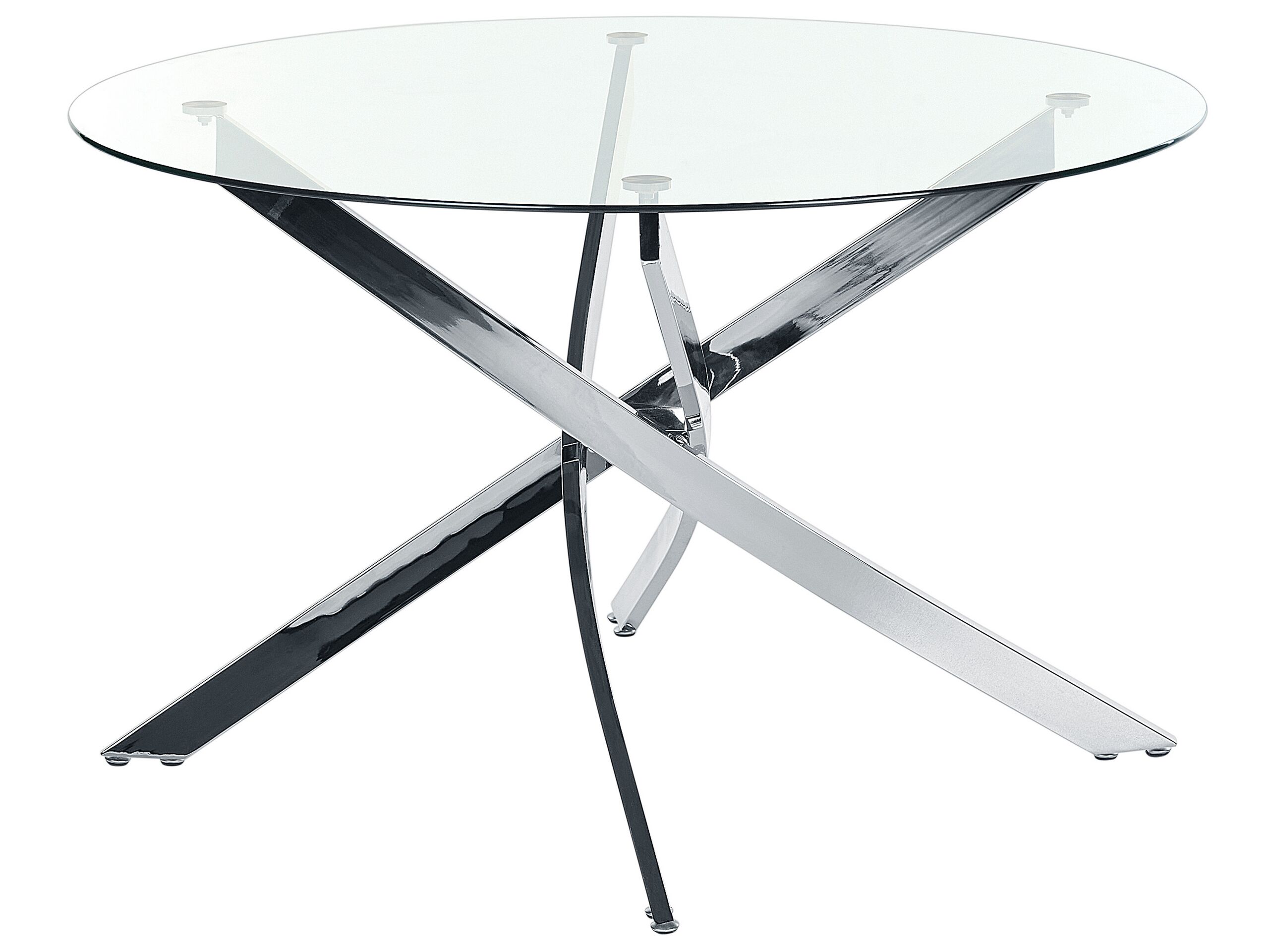 Glass Top Round Dining Table âŒ€ 120 cm Silver MARAMO - Gemini Interiors