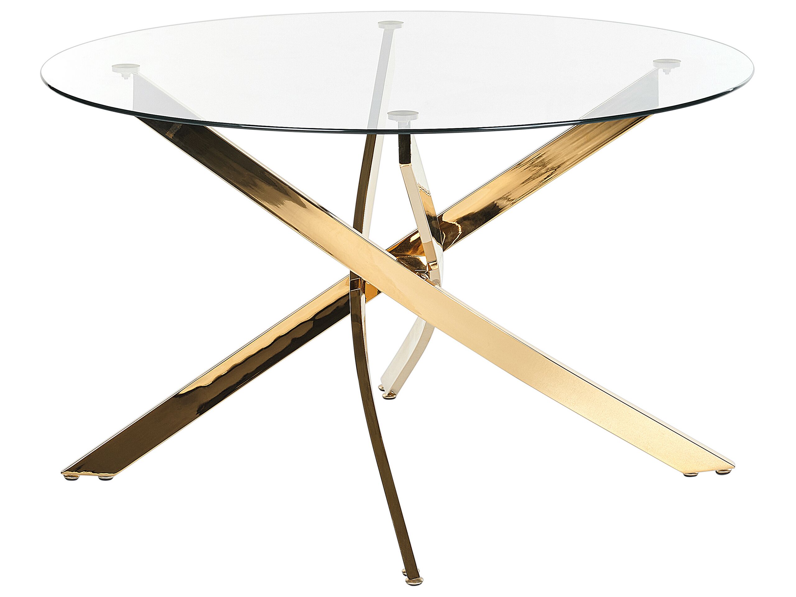 Glass Top Round Dining Table âŒ€ 120 cm Gold MARAMO - Gemini Interiors