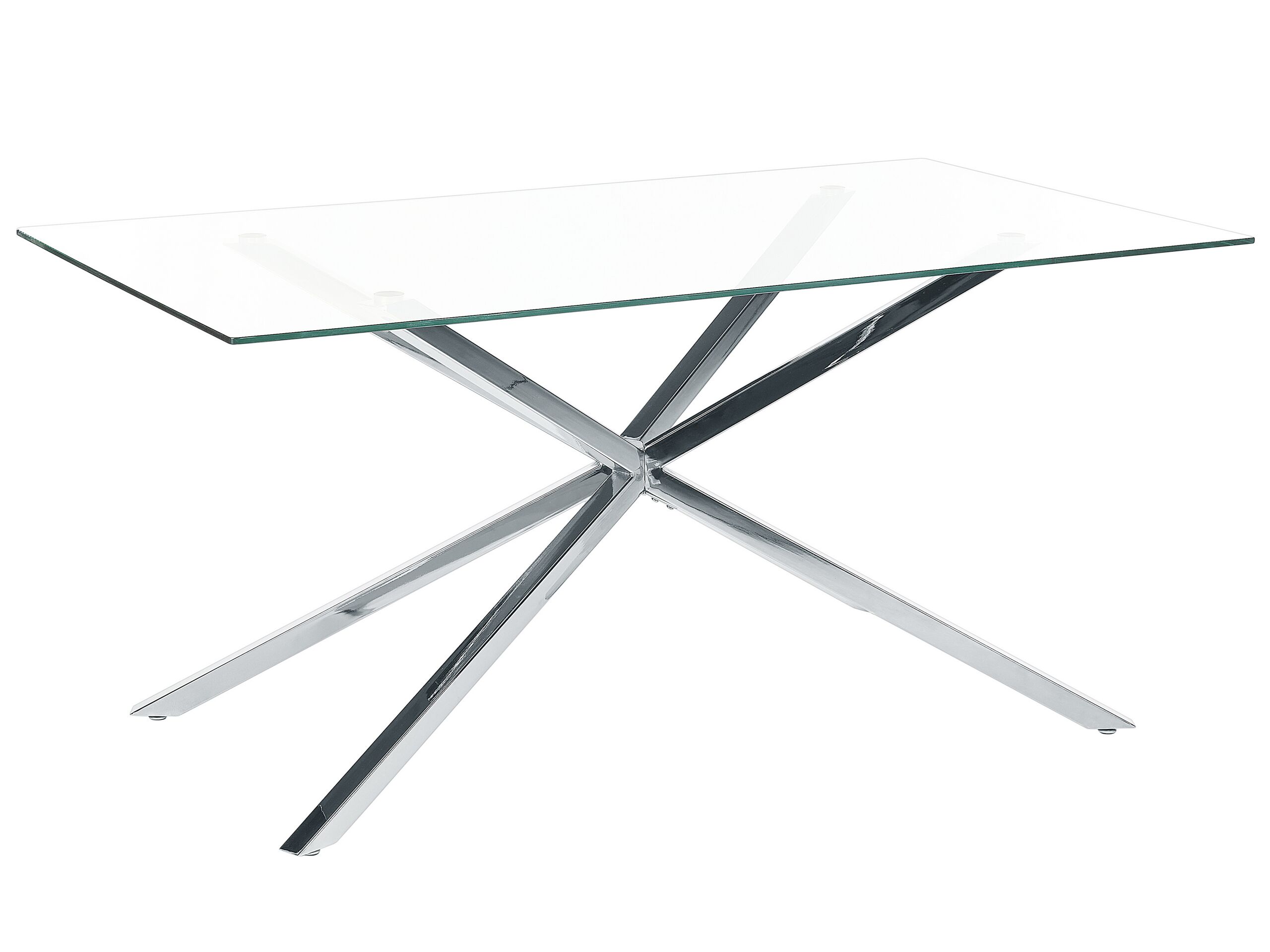 Glass Top Dining Table 160 x 90 cm Silver CORA - Gemini Interiors
