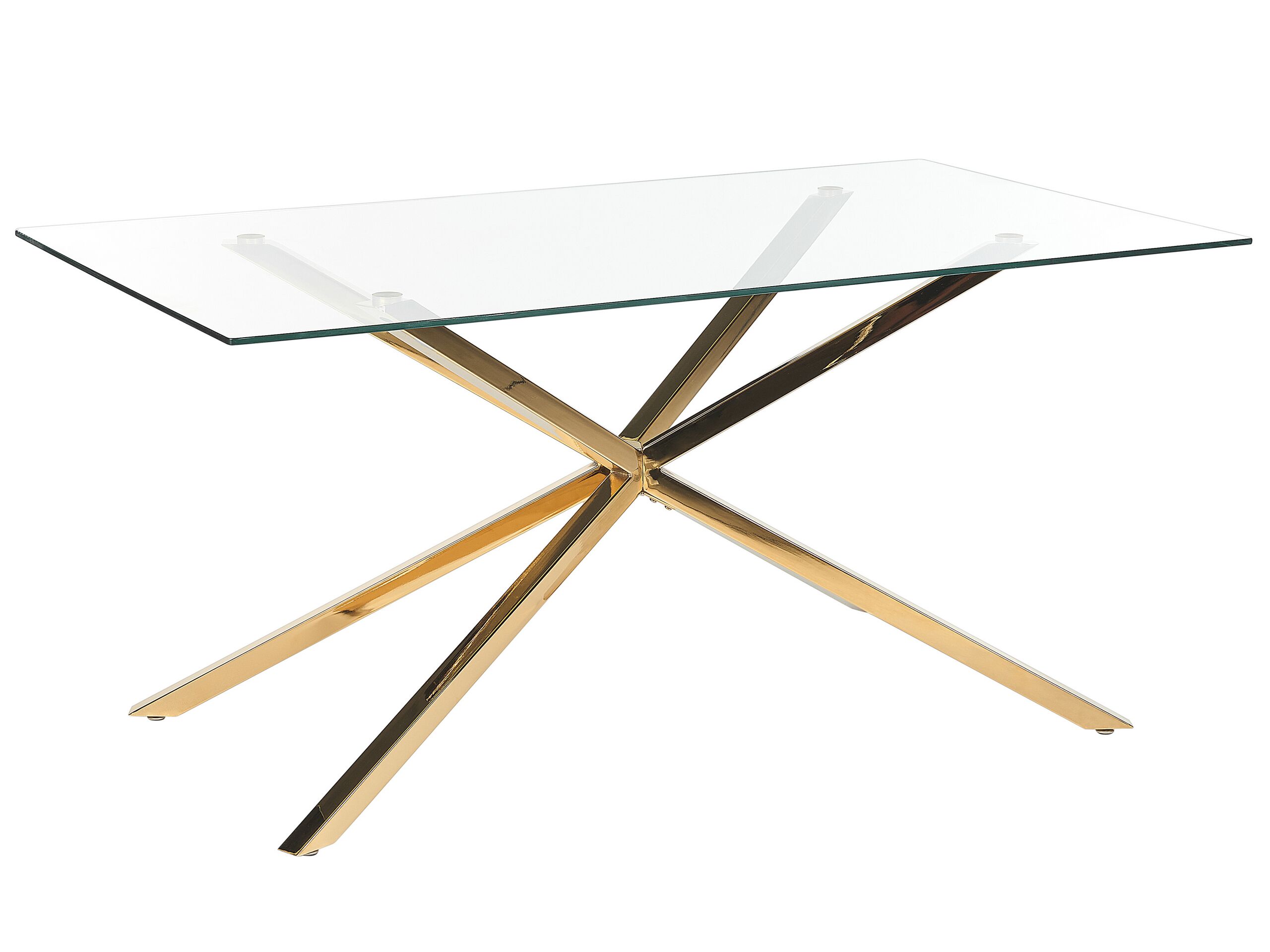 Glass Top Dining Table 160 x 90 cm Gold CORA - Gemini Interiors