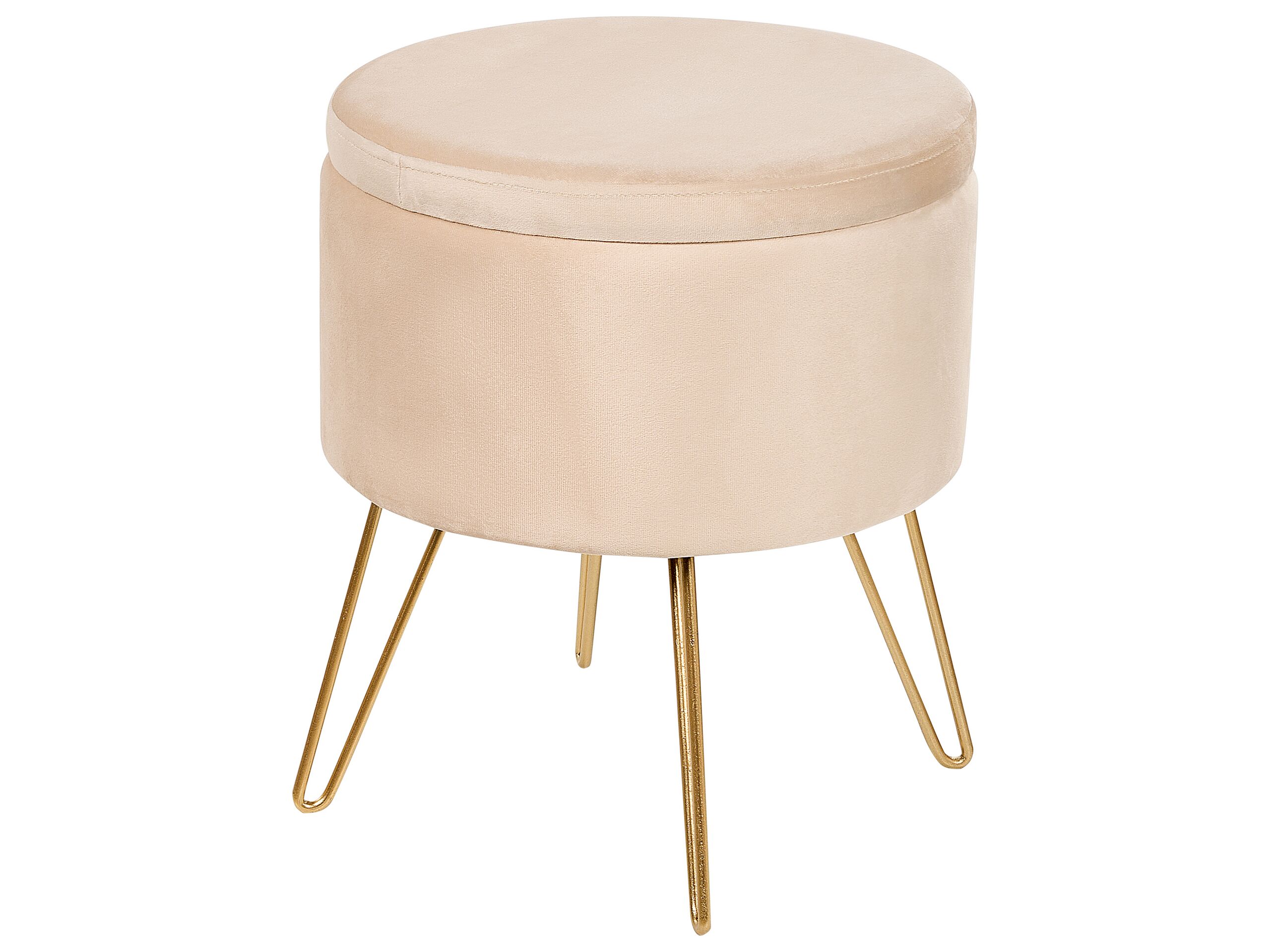 Velvet Storage Pouffe Beige SILAS - Gemini Interiors