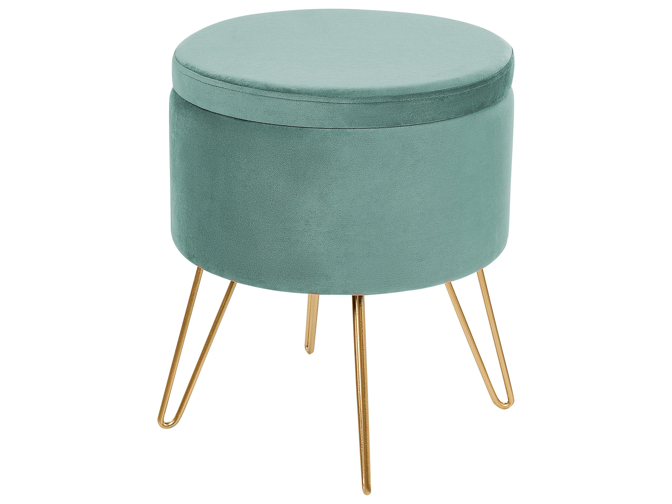 Velvet Storage Pouffe Green SILAS - Gemini Interiors