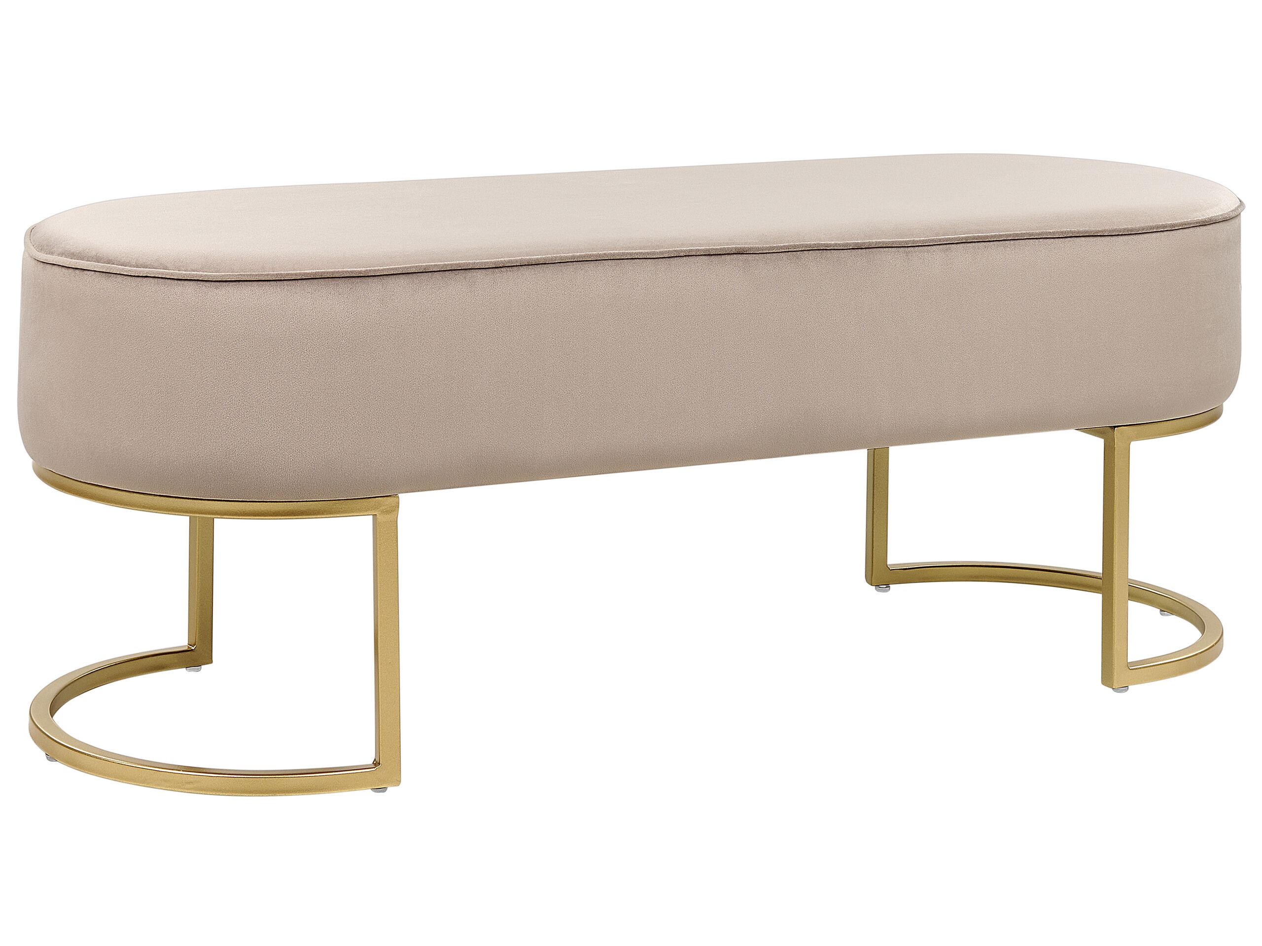 Velvet Bench Beige MILRY - Gemini Interiors