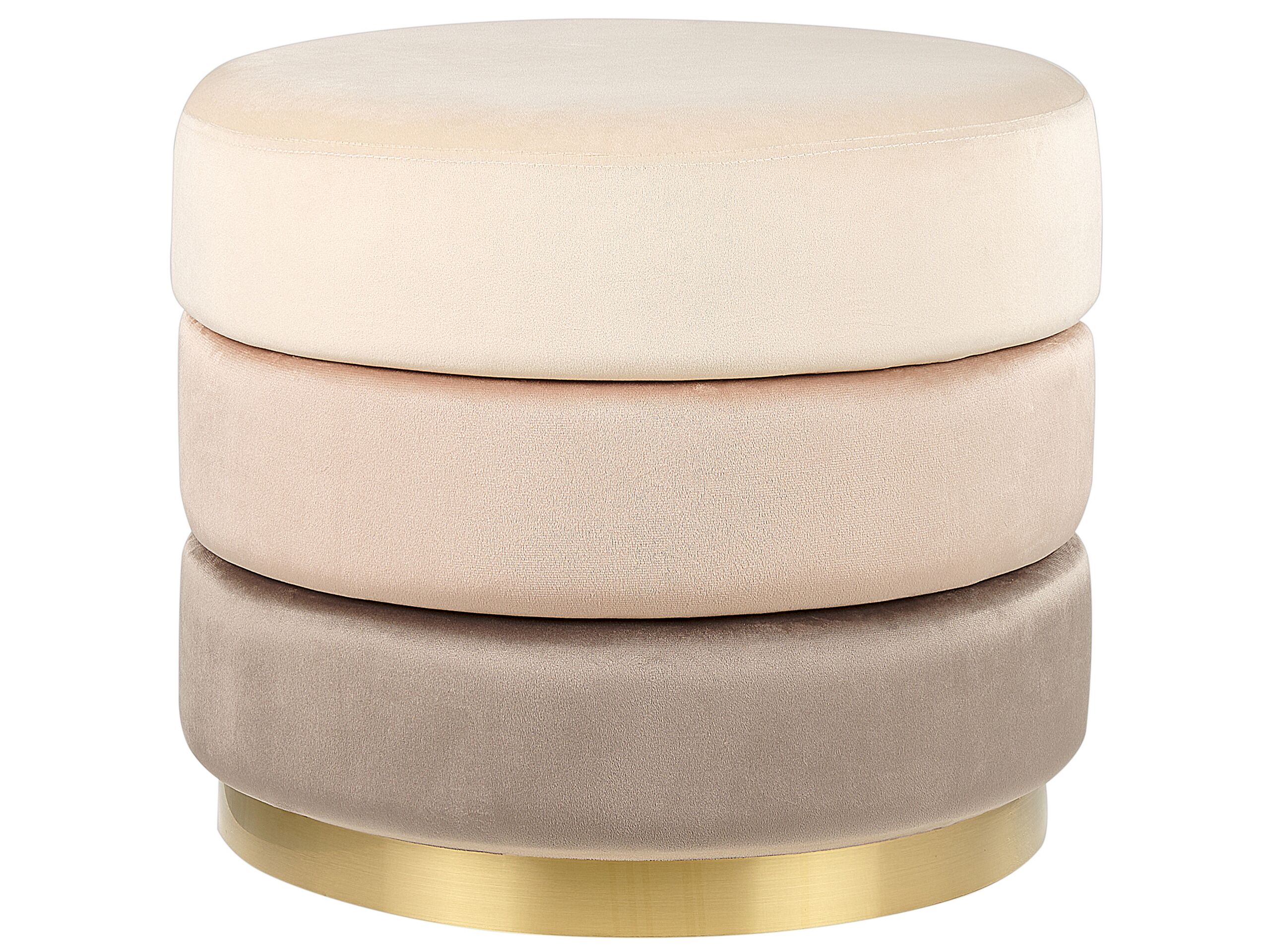 Velvet Pouffe Beige LOUIN - Gemini Interiors