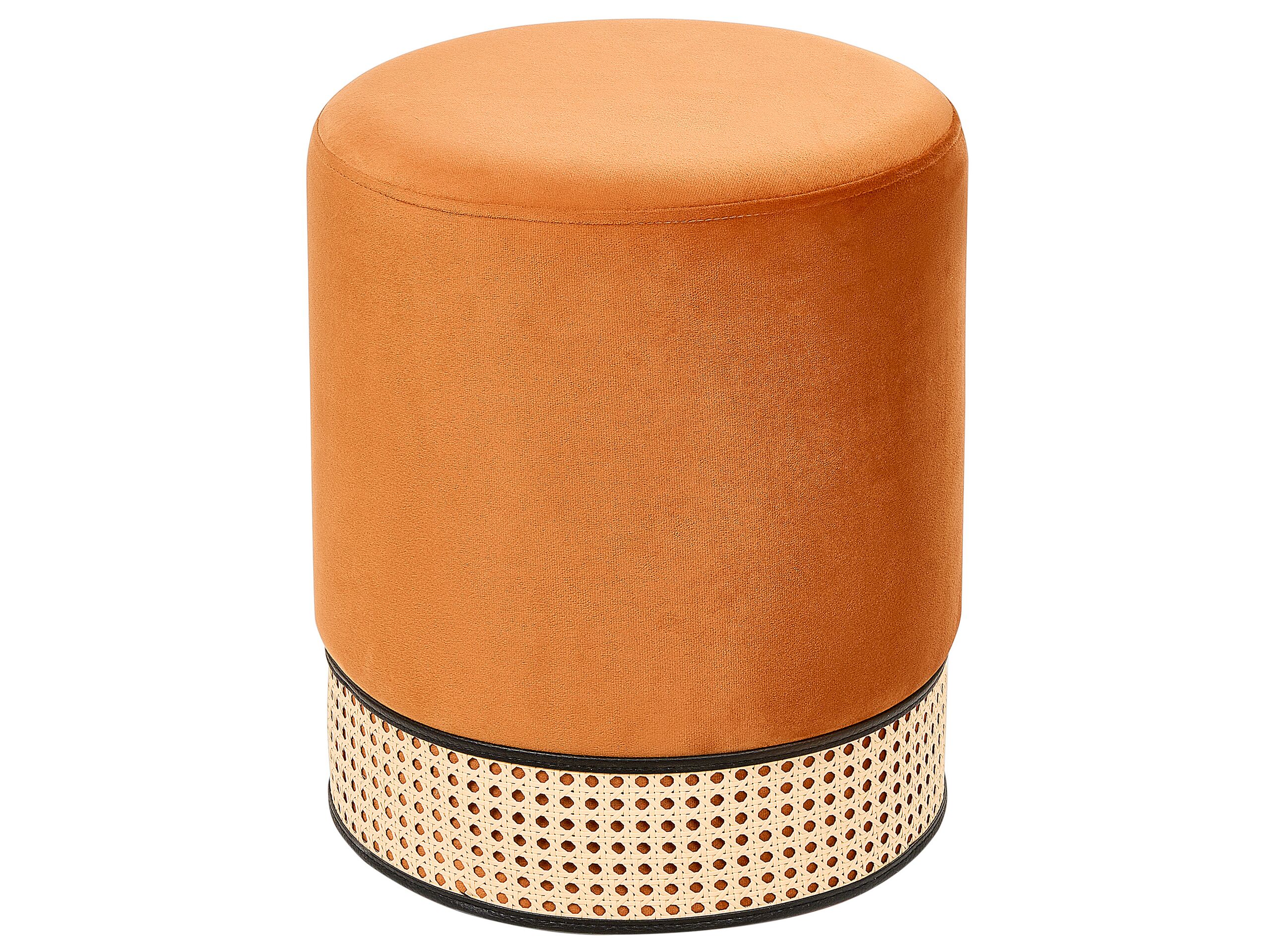 Velvet Pouffe Orange YANKTON - Gemini Interiors