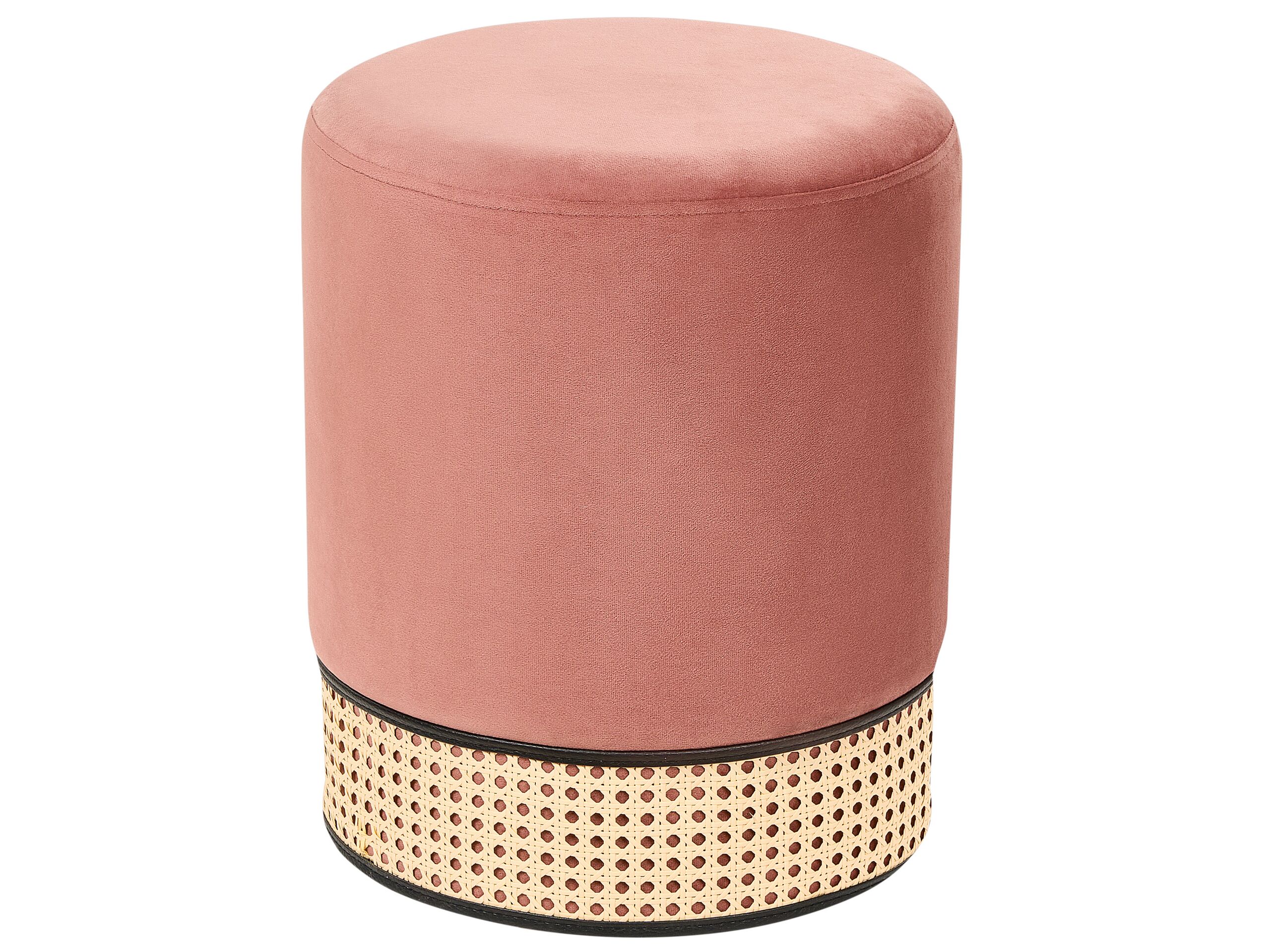 Velvet Pouffe Pink YANKTON - Gemini Interiors