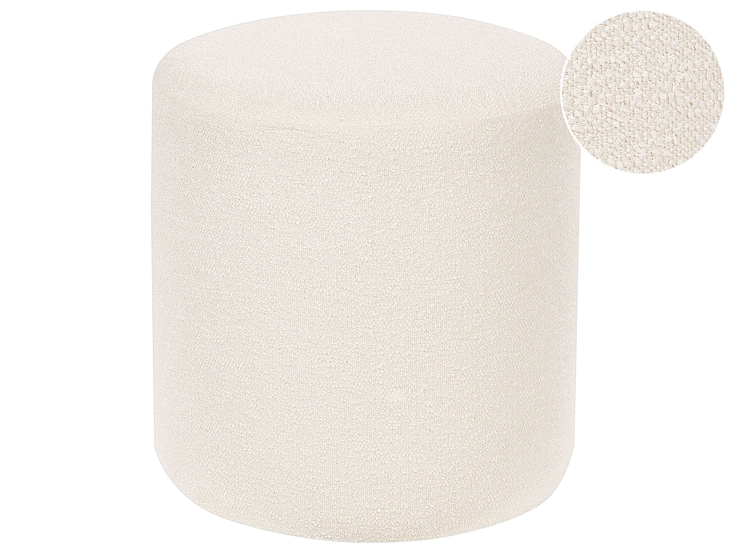Boucle Pouffe White MOAB - Gemini Interiors