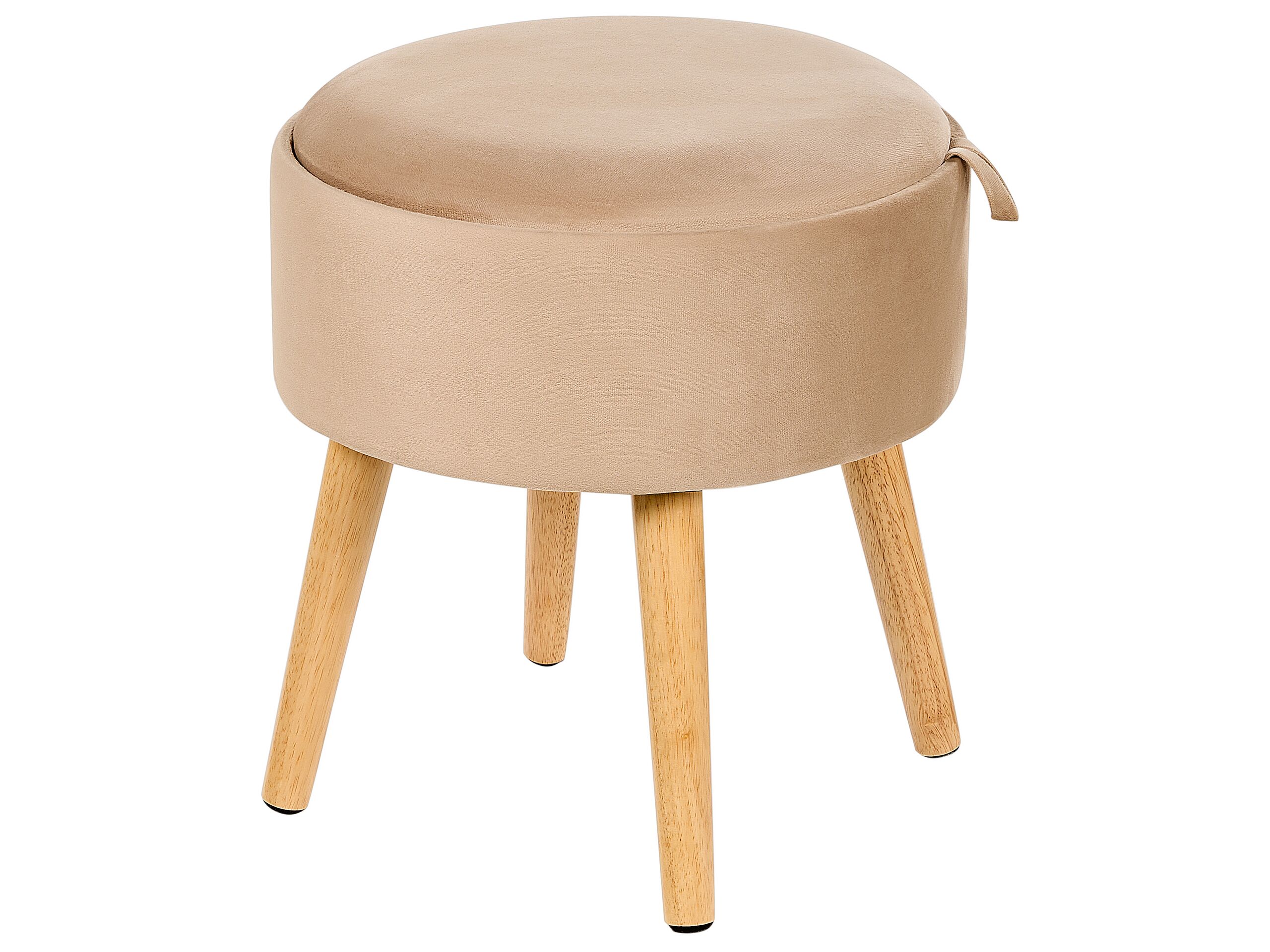 Velvet Storage Stool Beige NEELY - Gemini Interiors