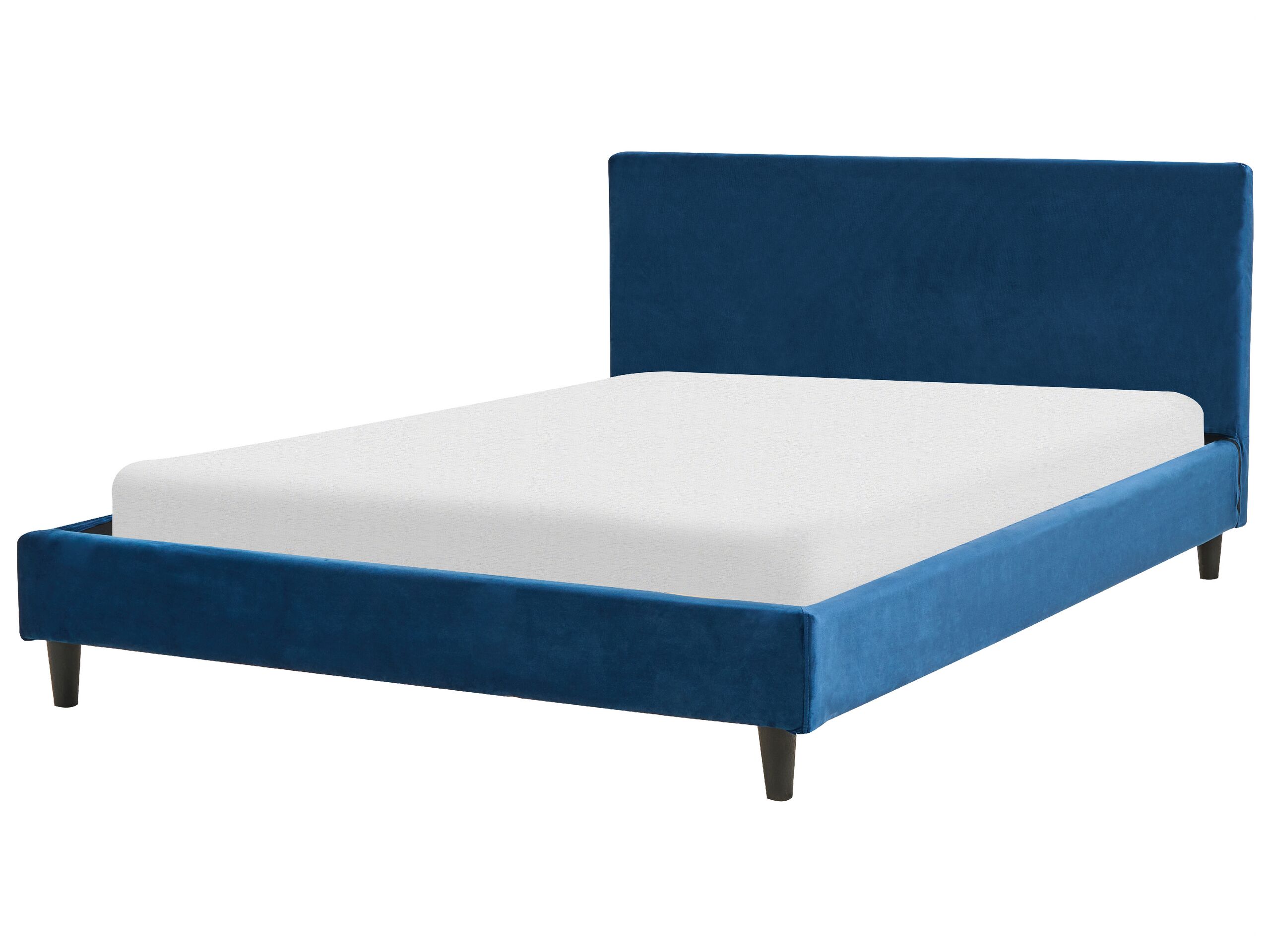 Fabric EU Double Size Bed Navy Blue FITOU - Gemini Interiors