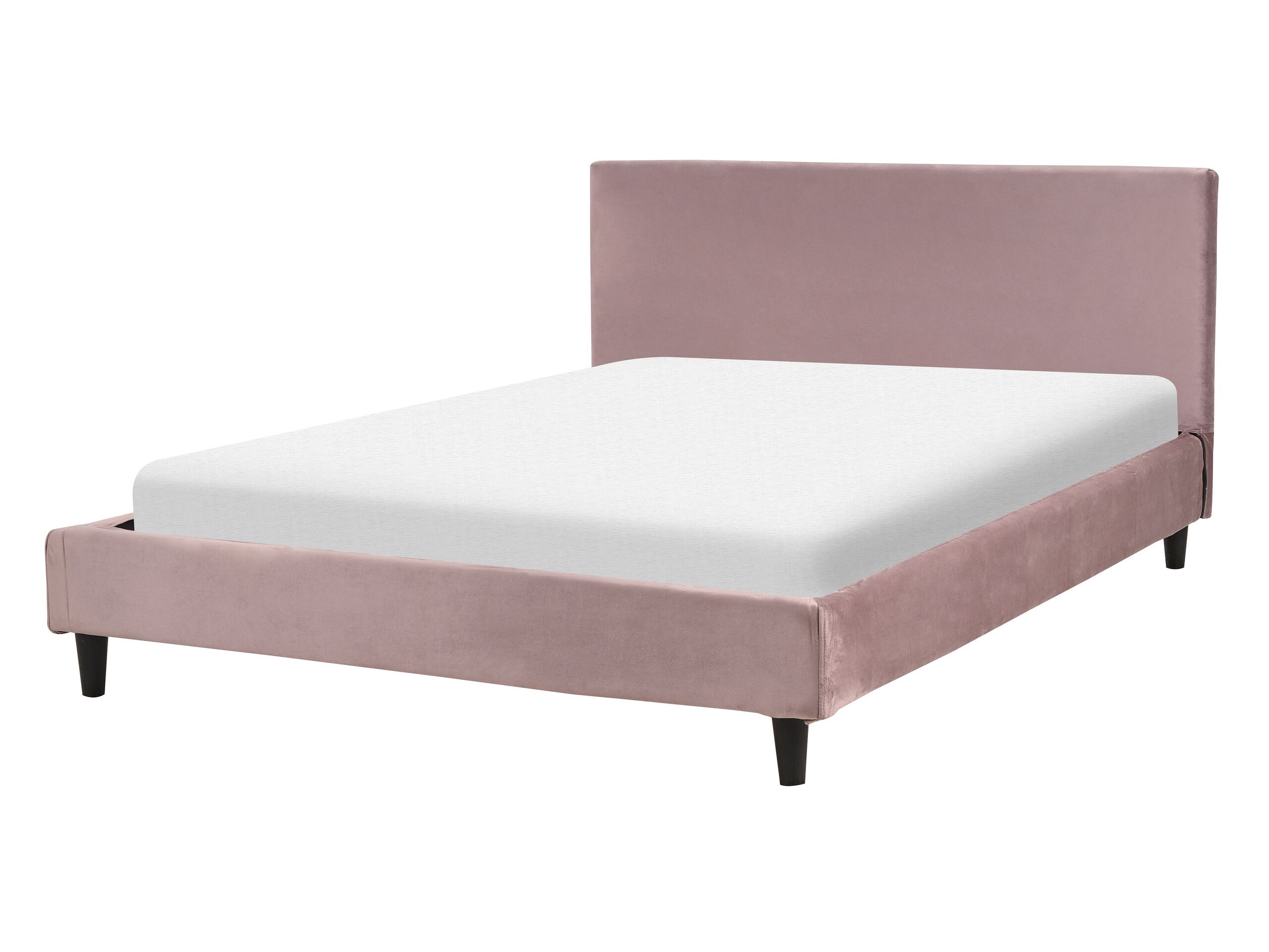 Velvet EU Double Size Bed Pink FITOU - Gemini Interiors
