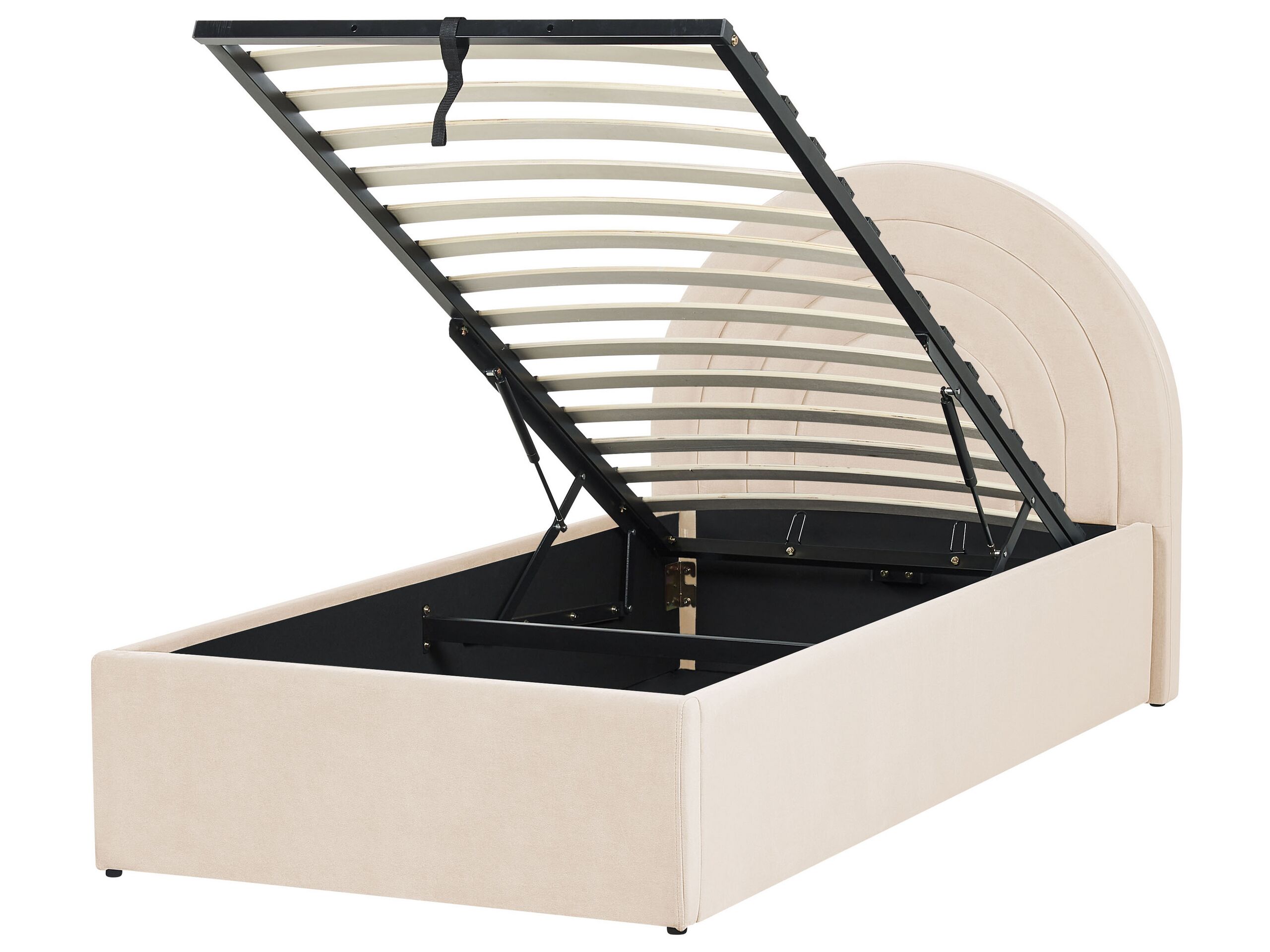Velvet EU Single Size Ottoman Bed Beige ANET - Gemini Interiors
