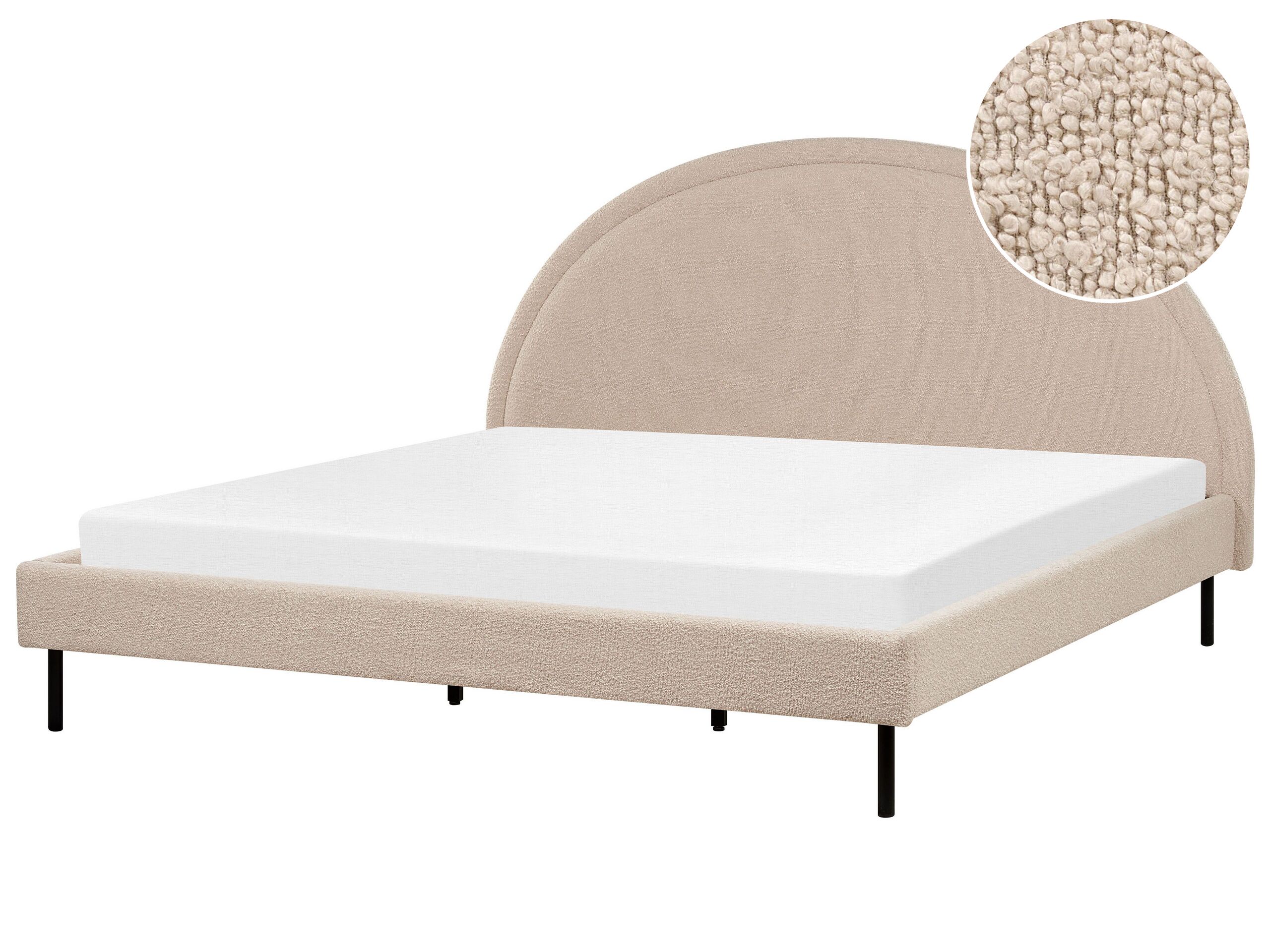 Boucle EU Super King Size Bed Beige MARGUT - Gemini Interiors