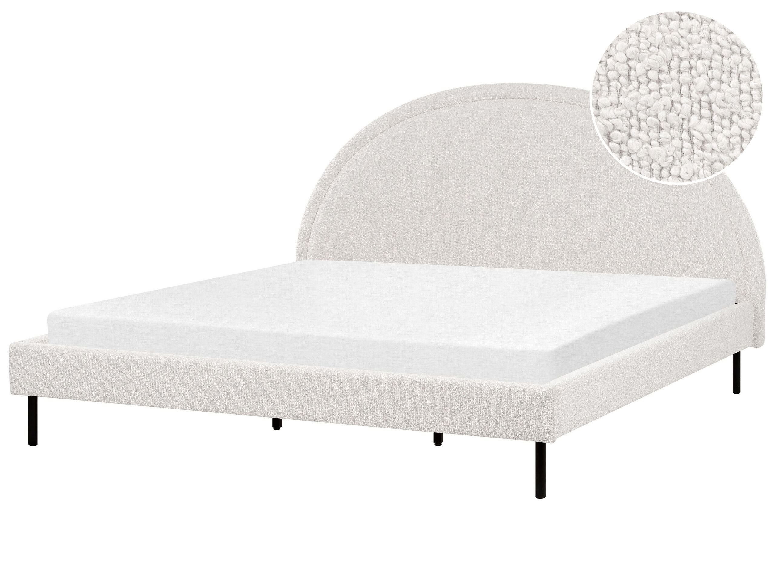 Boucle EU Super King Size Bed White MARGUT - Gemini Interiors