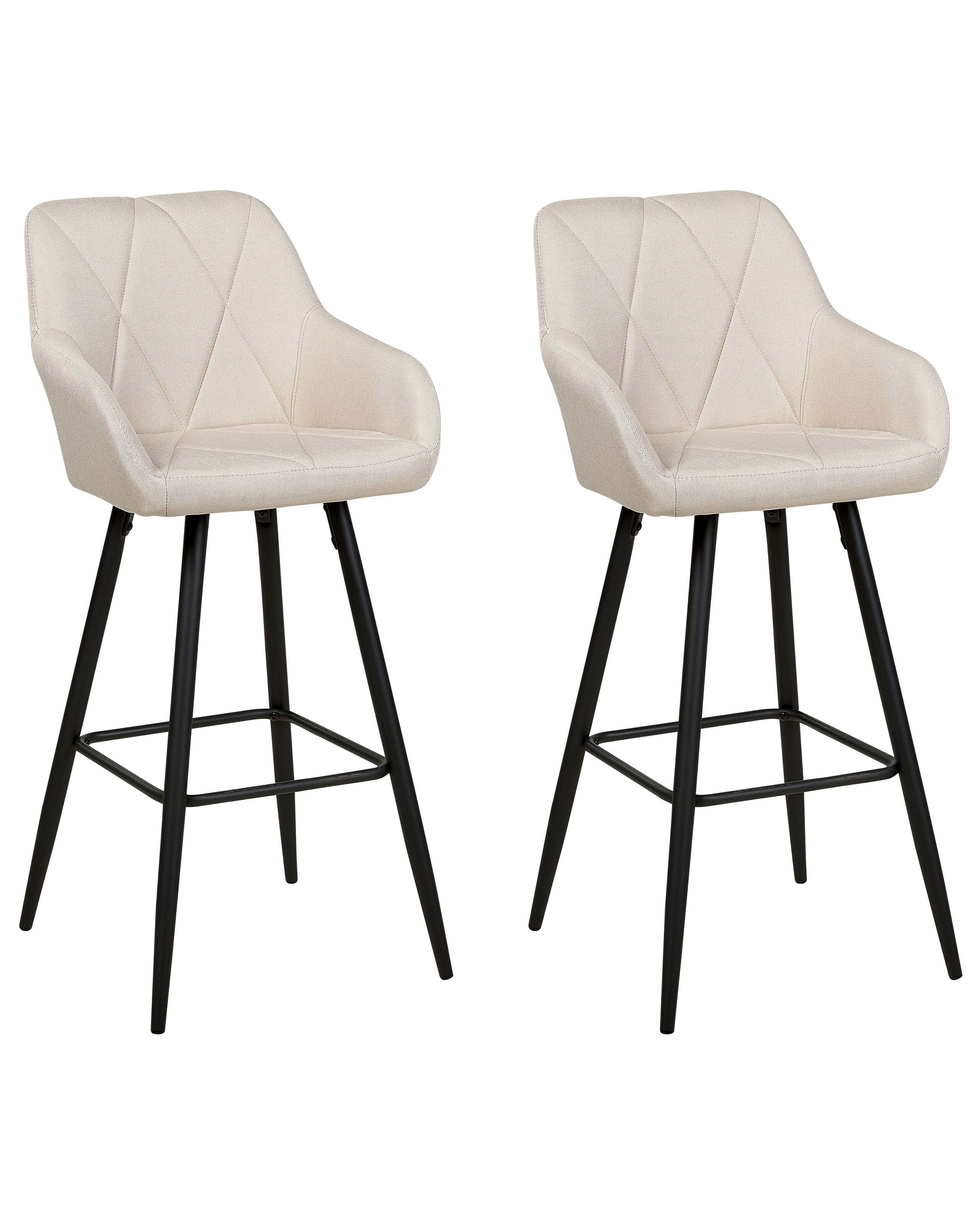 Set of 2 Fabric Bar Chairs Light Beige DARIEN - Gemini Interiors