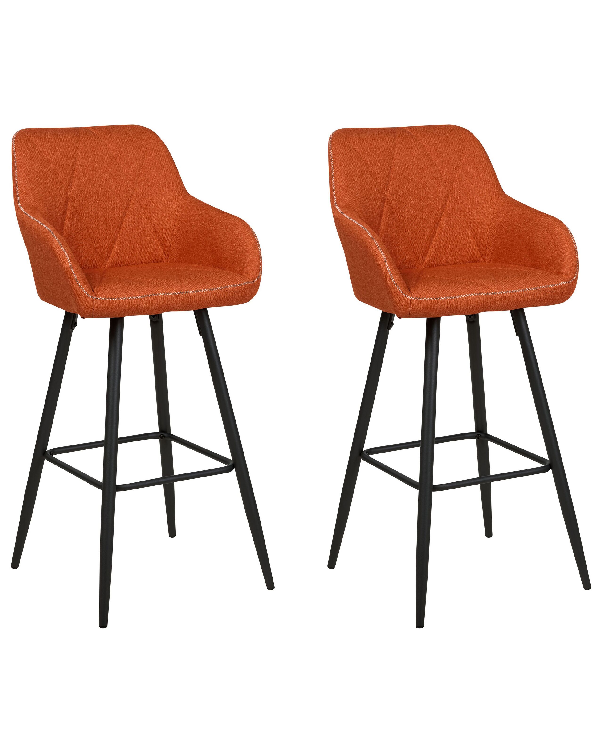 Set of 2 Fabric Bar Chairs Light Orange DARIEN - Gemini Interiors