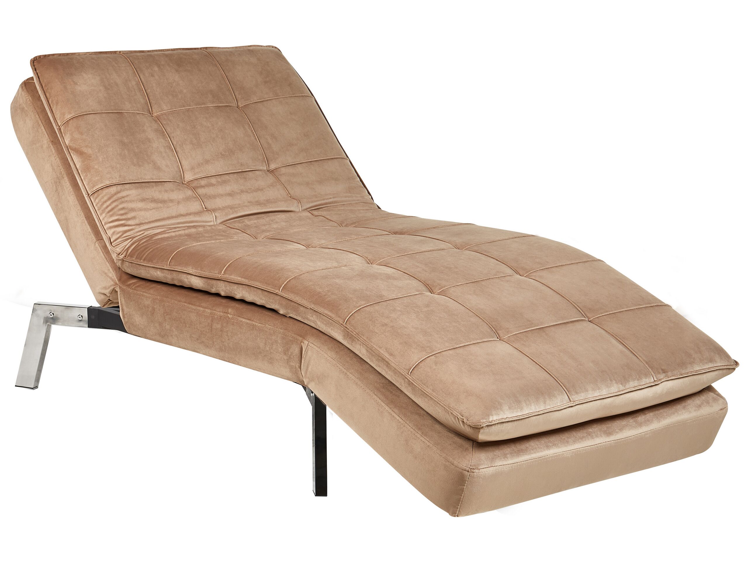 Velvet Chaise Lounge Light Brown LOIRET - Gemini Interiors