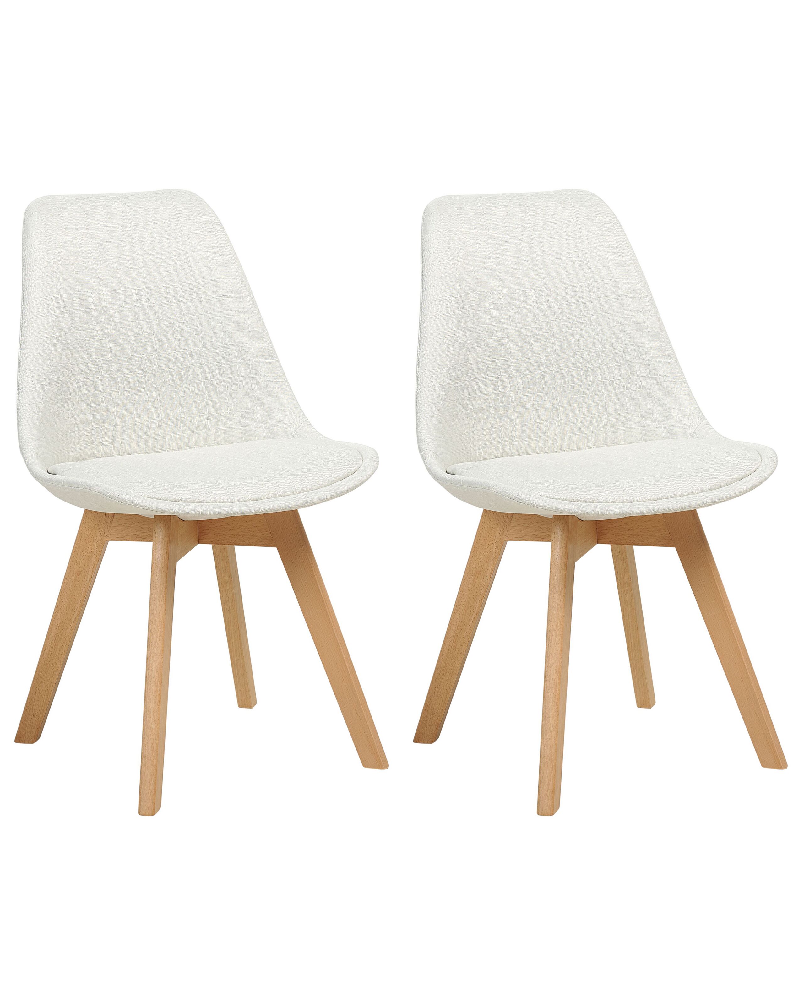 Set of 2 Fabric Dining Chairs Off White DAKOTA II - Gemini Interiors