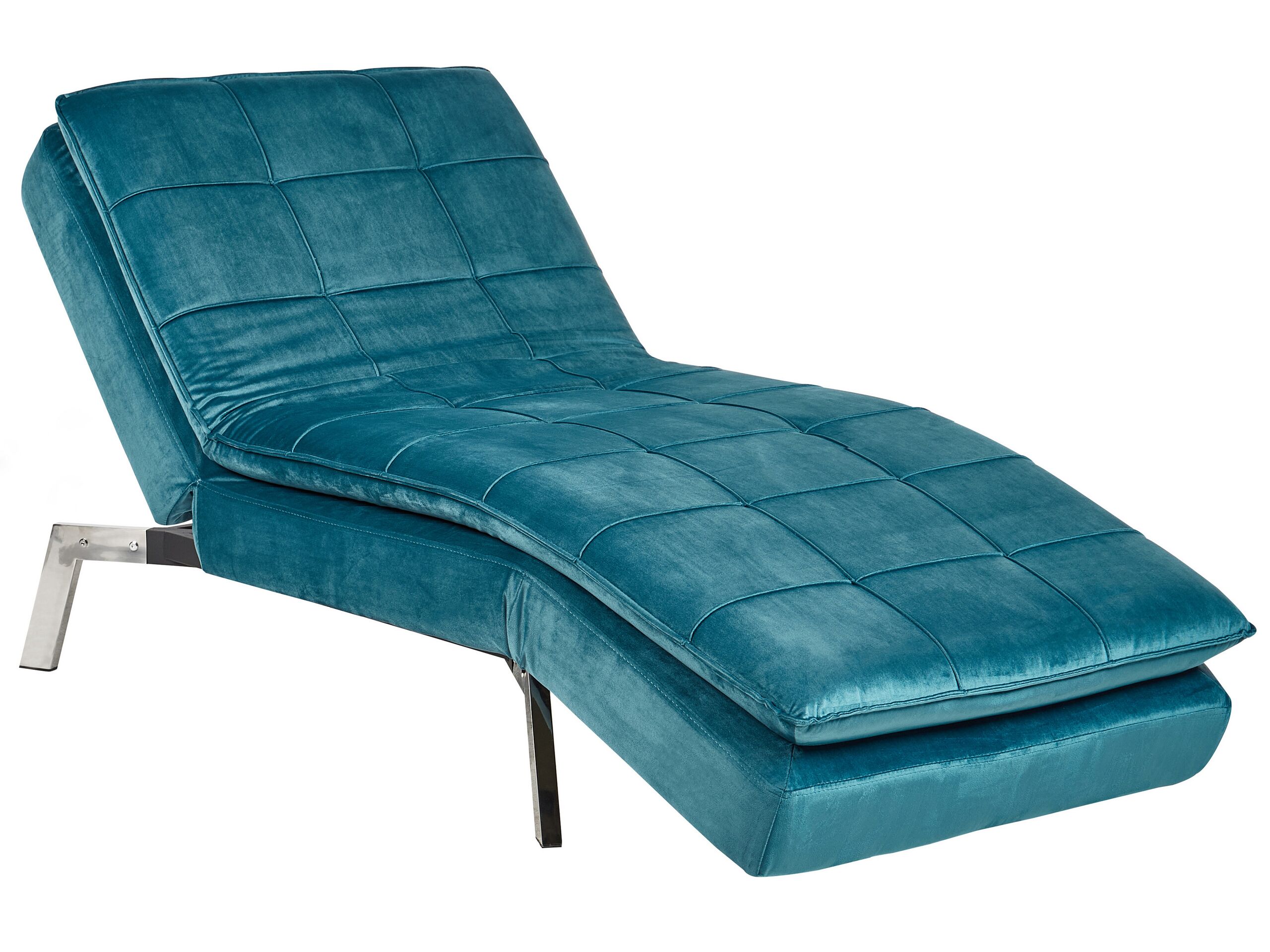 Velvet Chaise Lounge Teal LOIRET - Gemini Interiors