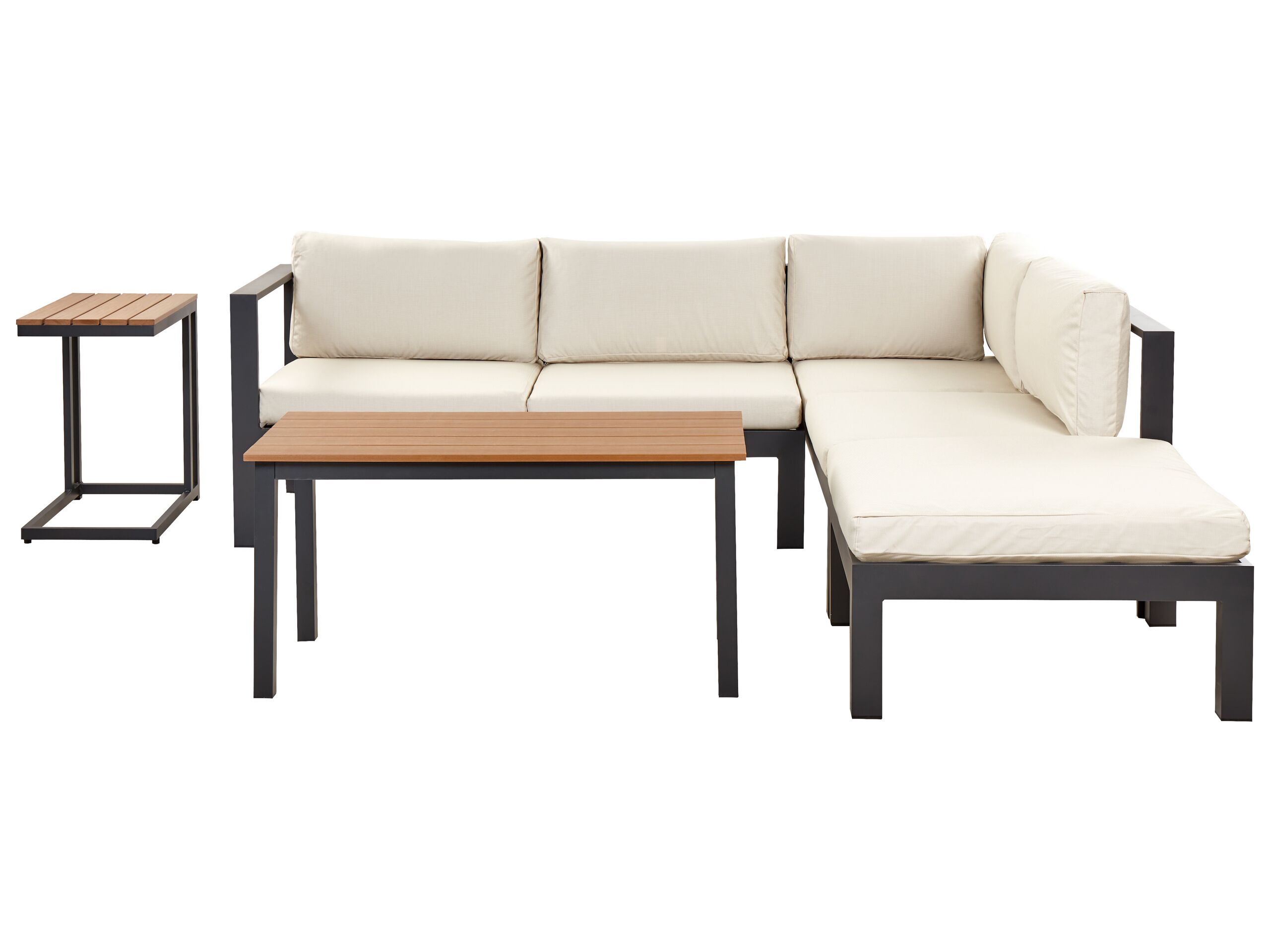 5 Seater Aluminium Garden Corner Sofa Set Black and Beige MESSINA - Gemini Interiors